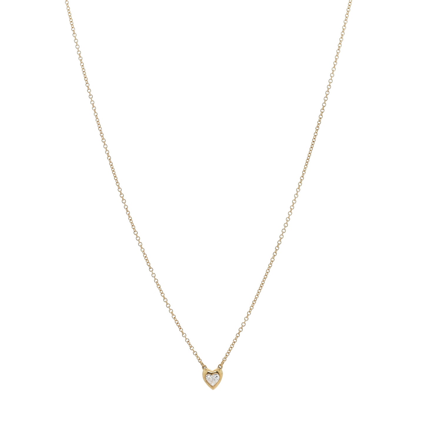 18K Yellow Gold Diamond .17ct Elsa Peretti Diamonds by the Yard Heart Pendant Necklace