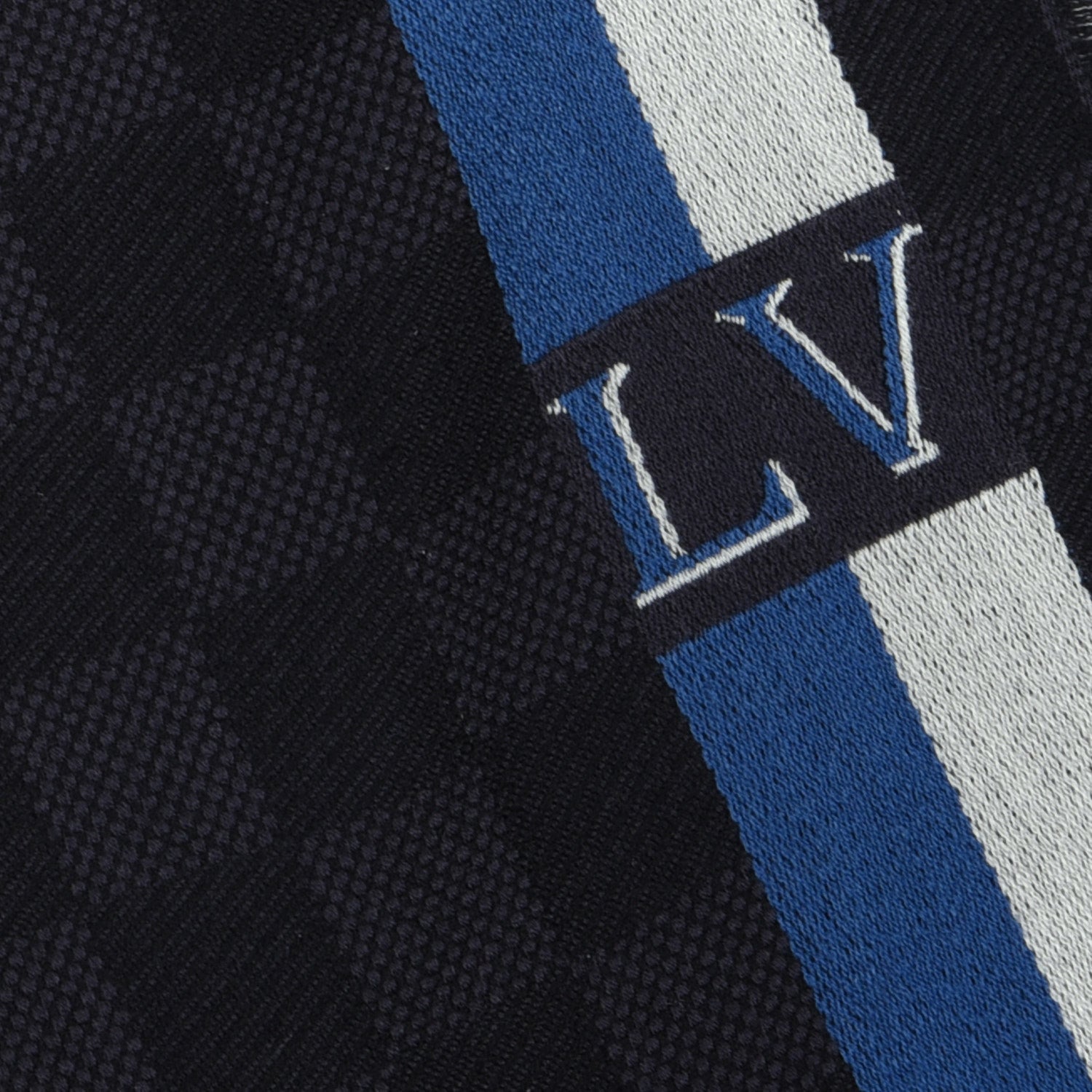 Louis Vuitton Wool Damier Messager Scarf Black Grey 2 of 4