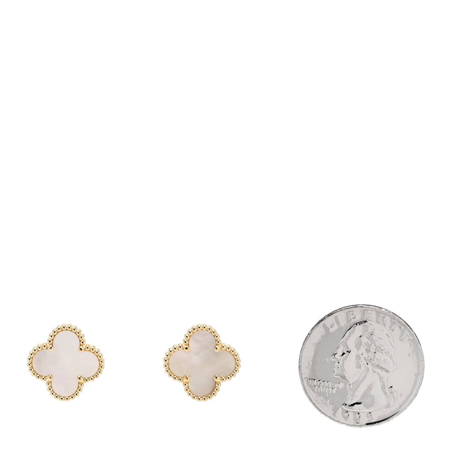 18K Yellow Gold Mother of Pearl Vintage Alhambra Earrings