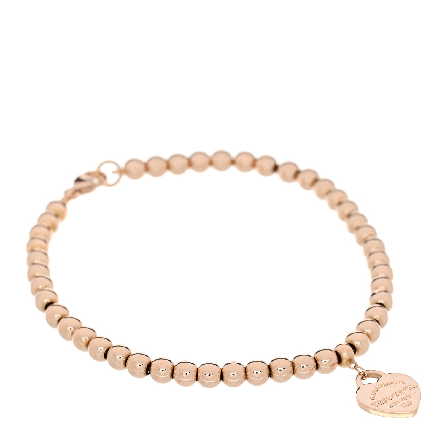 Tiffany 18K Rose Gold 4mm Return To Tiffany Bead Heart Tag  display picture 3
