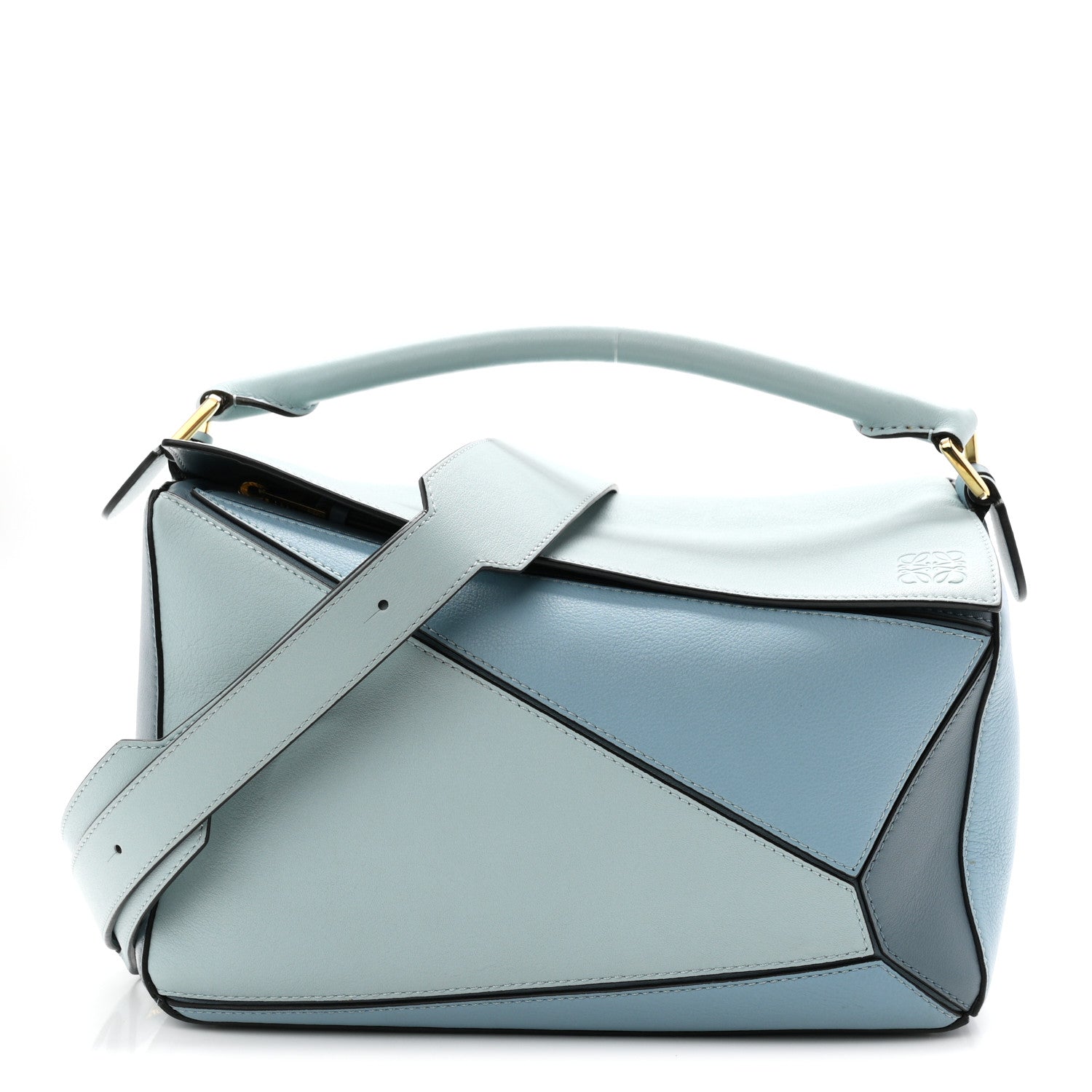 Loewe Calfskin Medium Puzzle Bag Aqua Light Blue Stone Blue