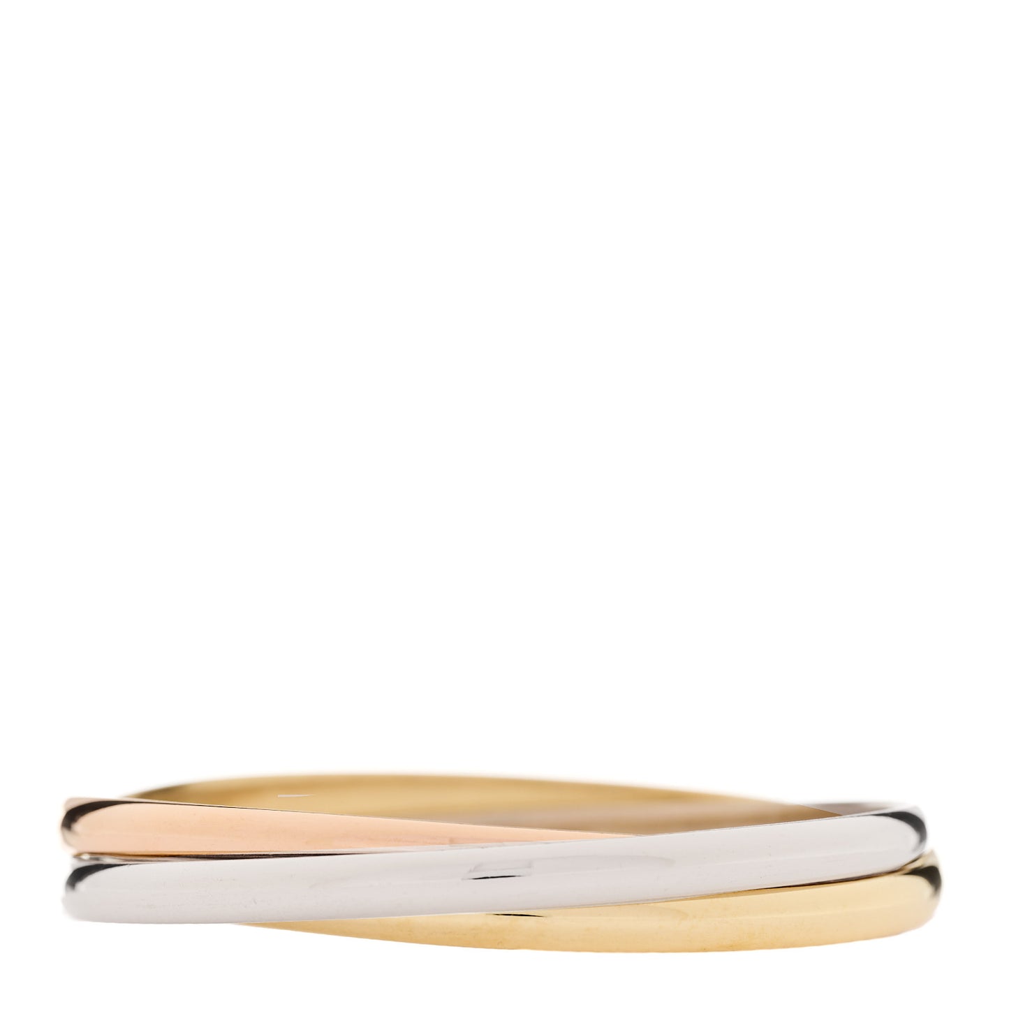 18K Pink Yellow White Gold 4.5mm Trinity Bangle Bracelet
