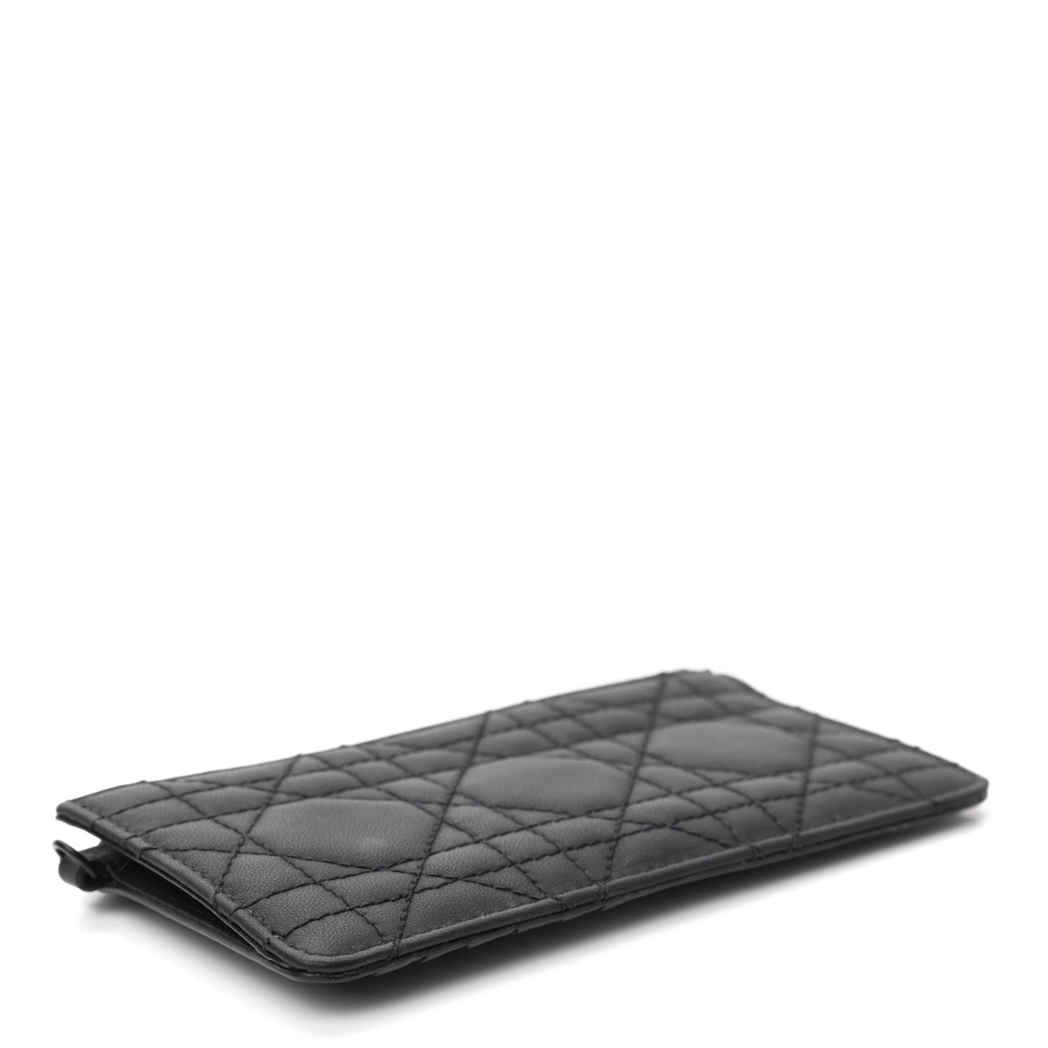 Christian Dior Ultra Matte Lambskin Cannage Small Lady Dior Zip Card Holder Black 4 of 13