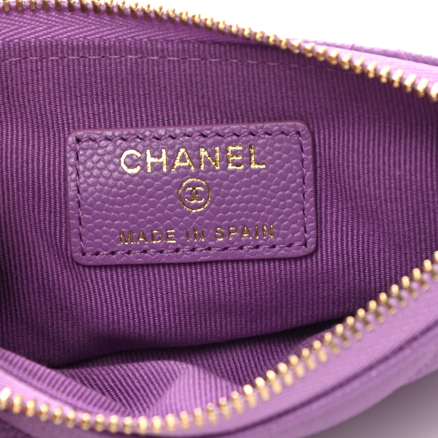 Caviar Quilted Small Cosmetic Case Purple