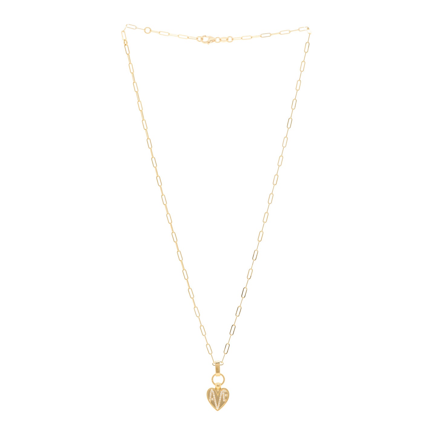 18K Yellow Gold Diamond Amate Crest Super Fine Clip Slide Pendant Necklace