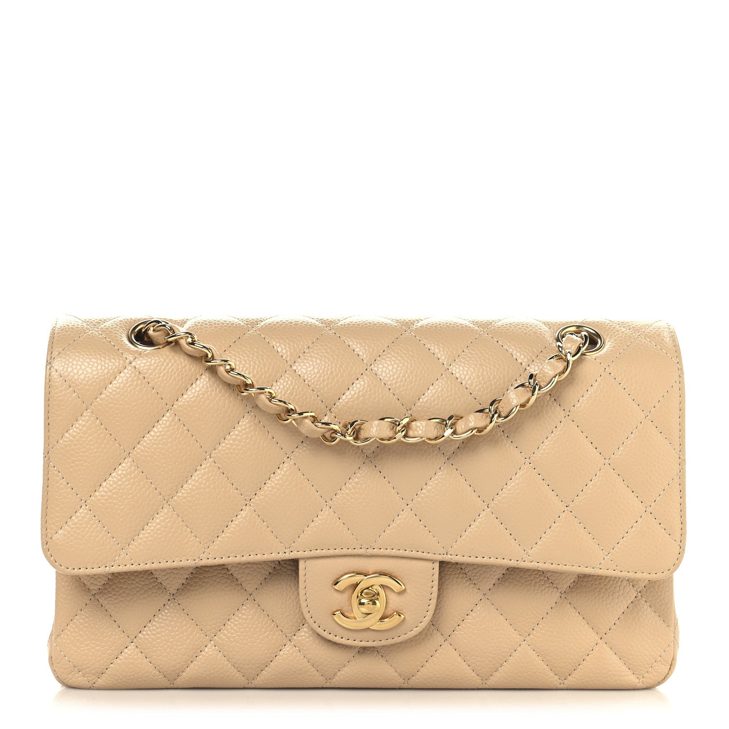 Chanel Caviar Quilted Medium Double Flap Beige 1 of 11