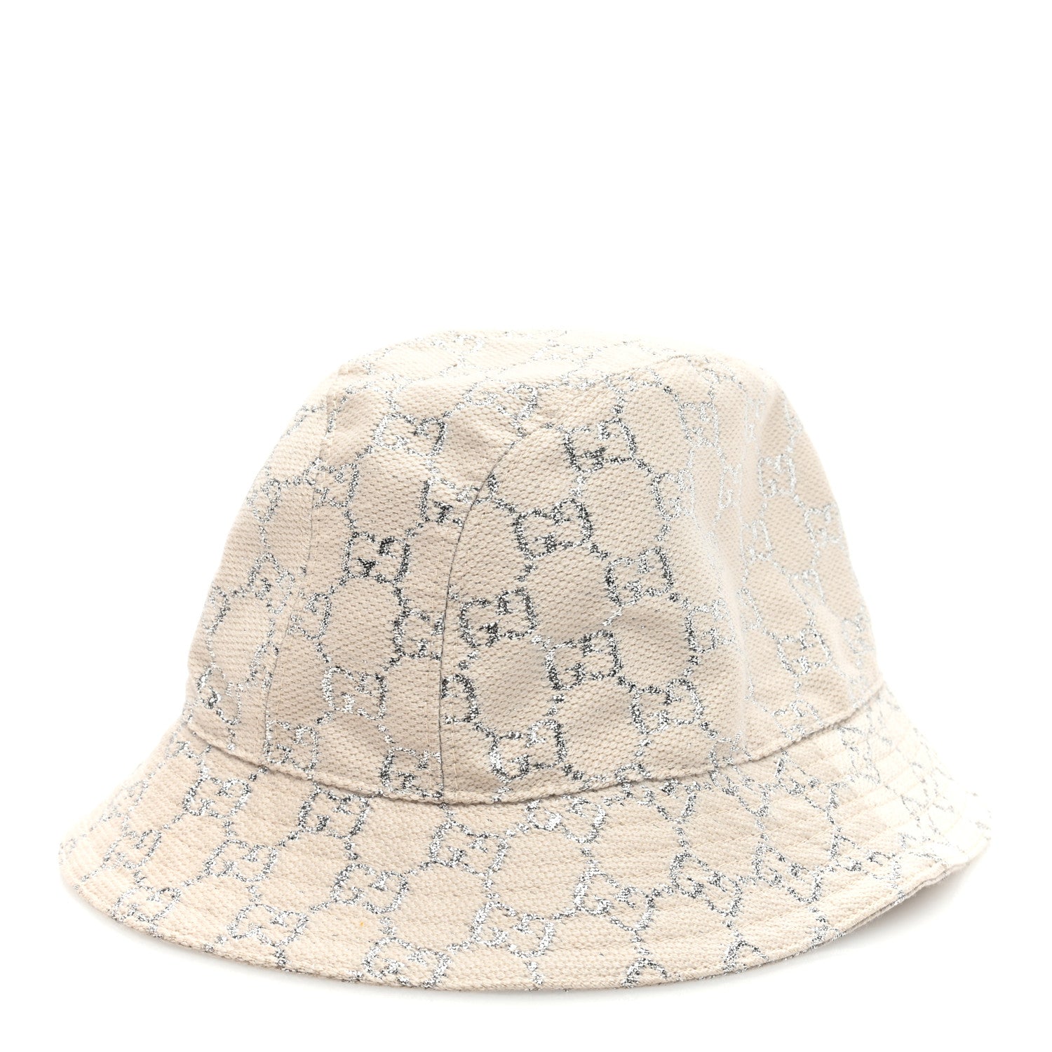 Gucci Canvas Lame GG Monogram Bucket Hat M Gardenia Silver 4 of 8