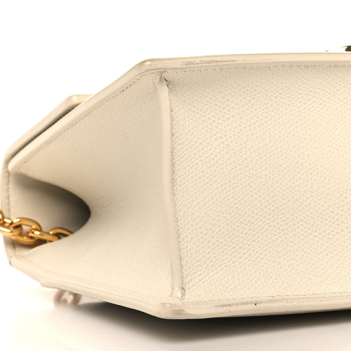 Grained Calfskin 30 Montaigne East West Chain Flap Bag Off White