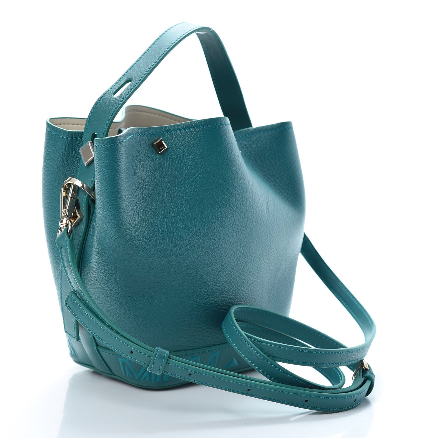 MCM Goatskin Milano Drawstring Mini Bag Deep Lagoon 2 of 11