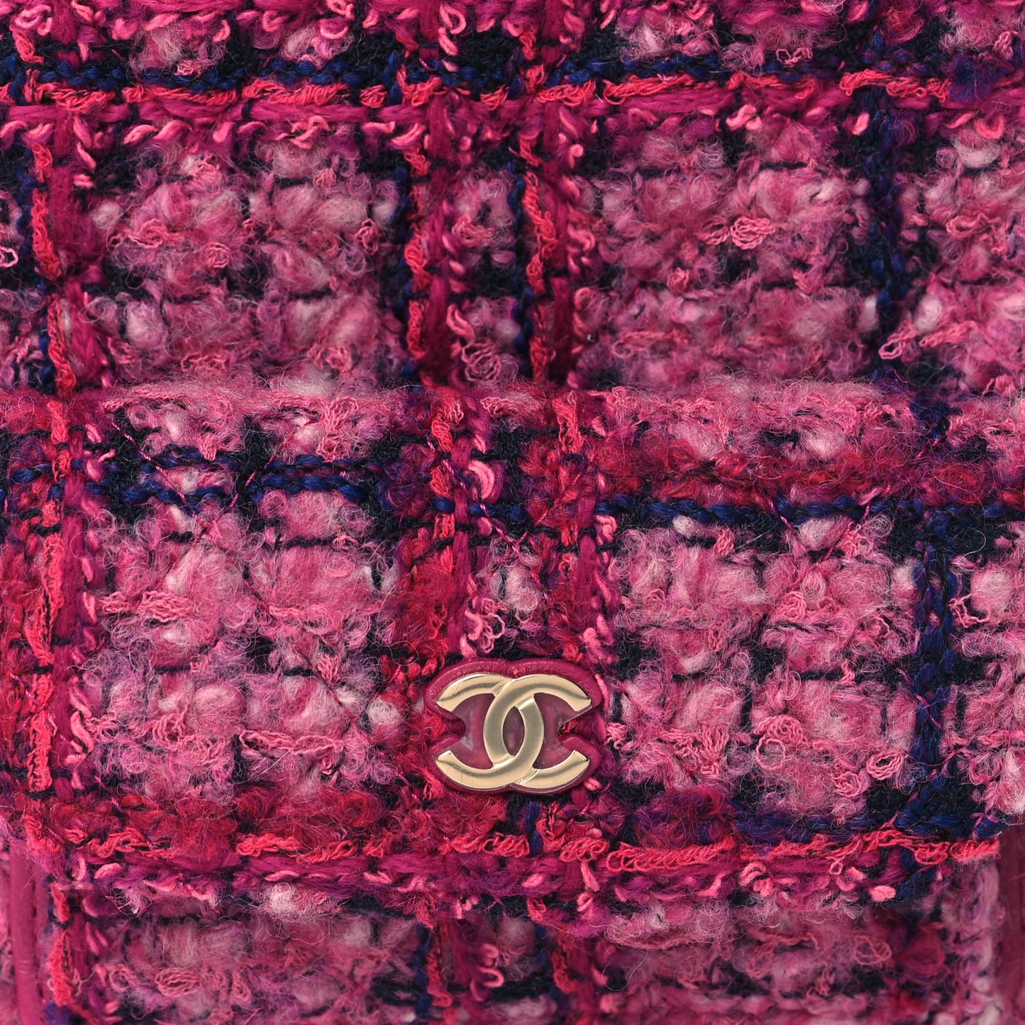 Tweed Quilted CC Mini Classic Backpack Fuchsia Navy