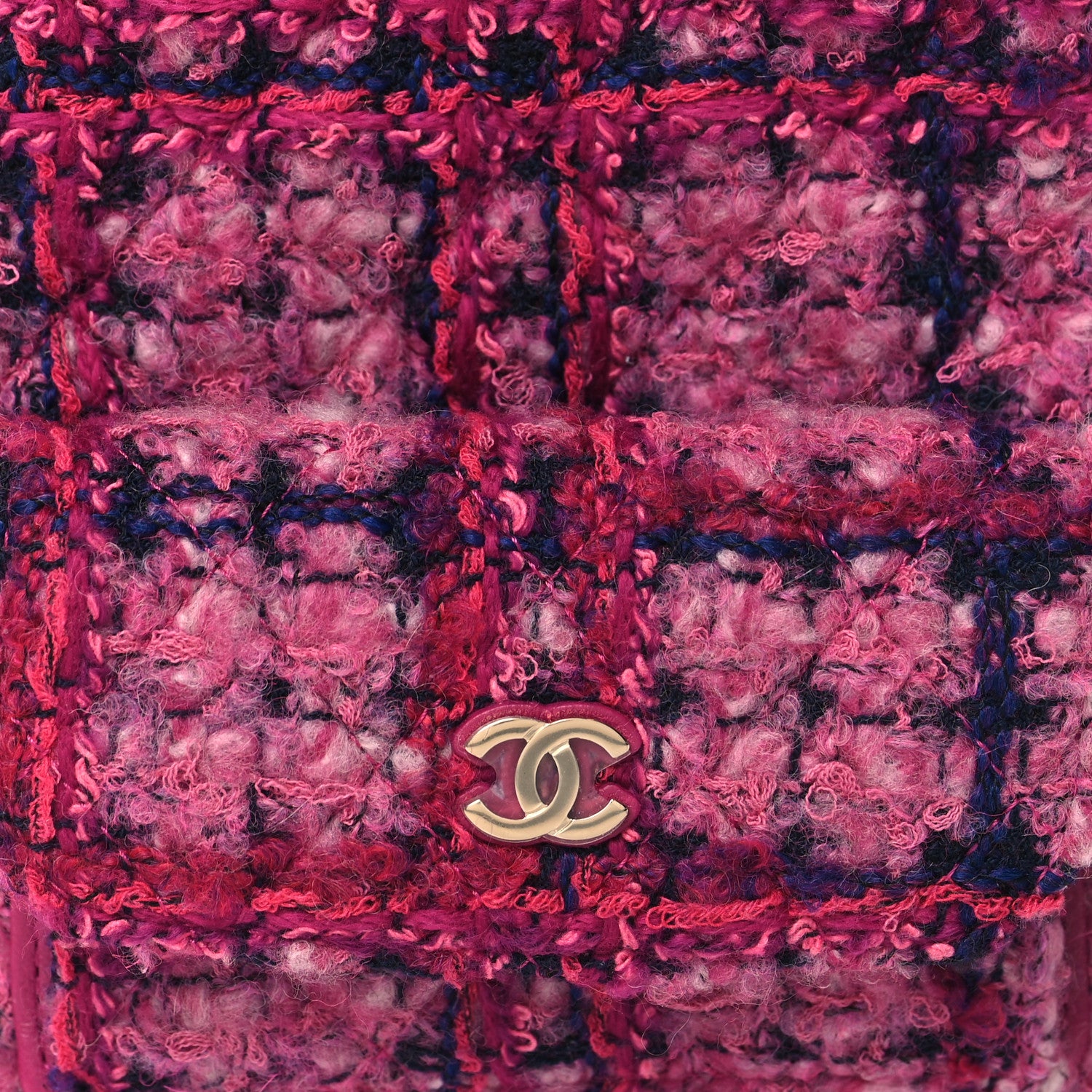Chanel Tweed Quilted CC Mini Classic Backpack Fuchsia Navy 8 of 11
