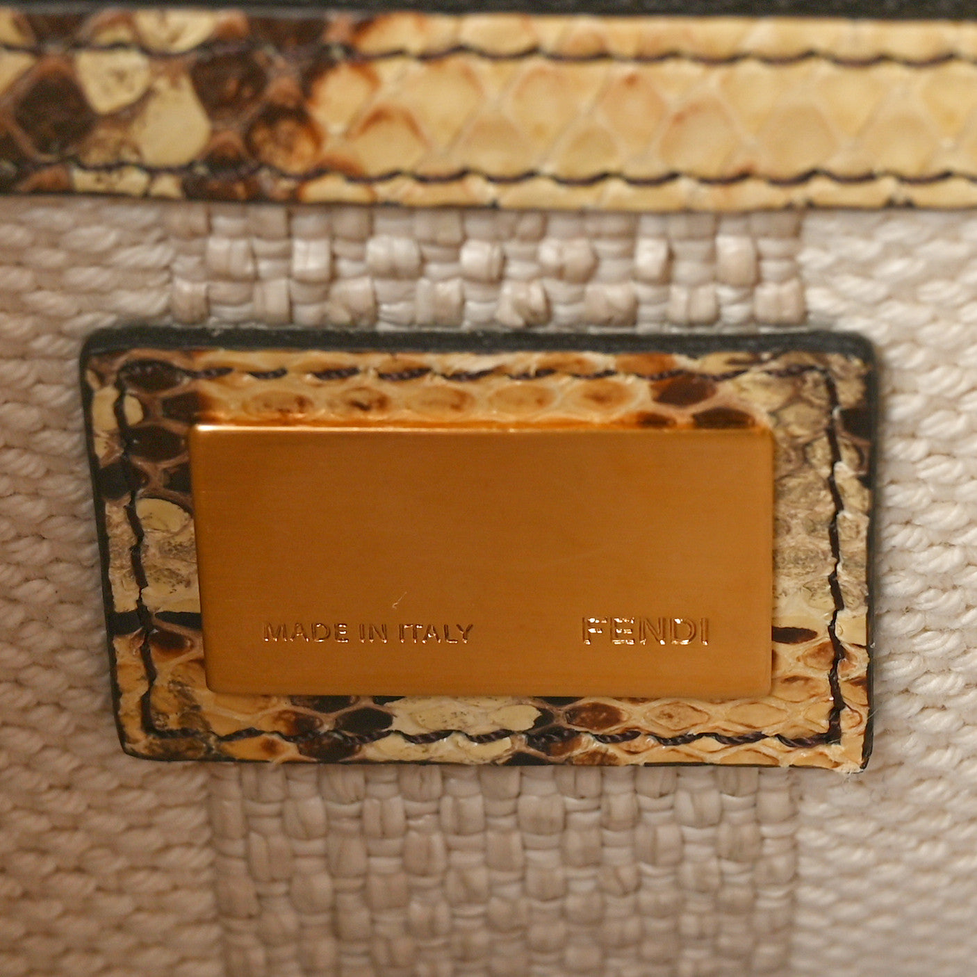 Snakeskin Medium Peekaboo Iconic Satchel Tan