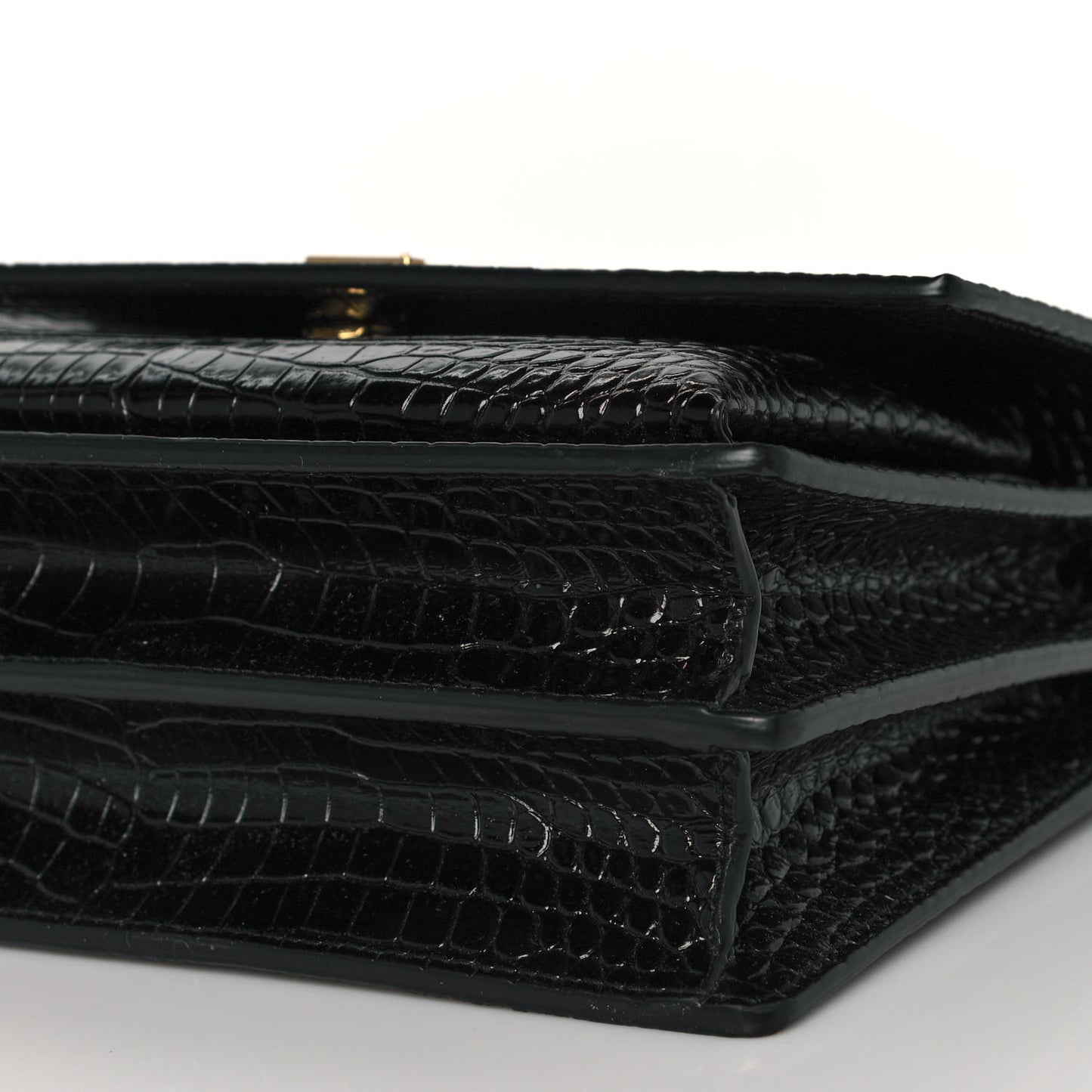 Calfskin Crocodile Embossed Medium Monogram Sunset Black