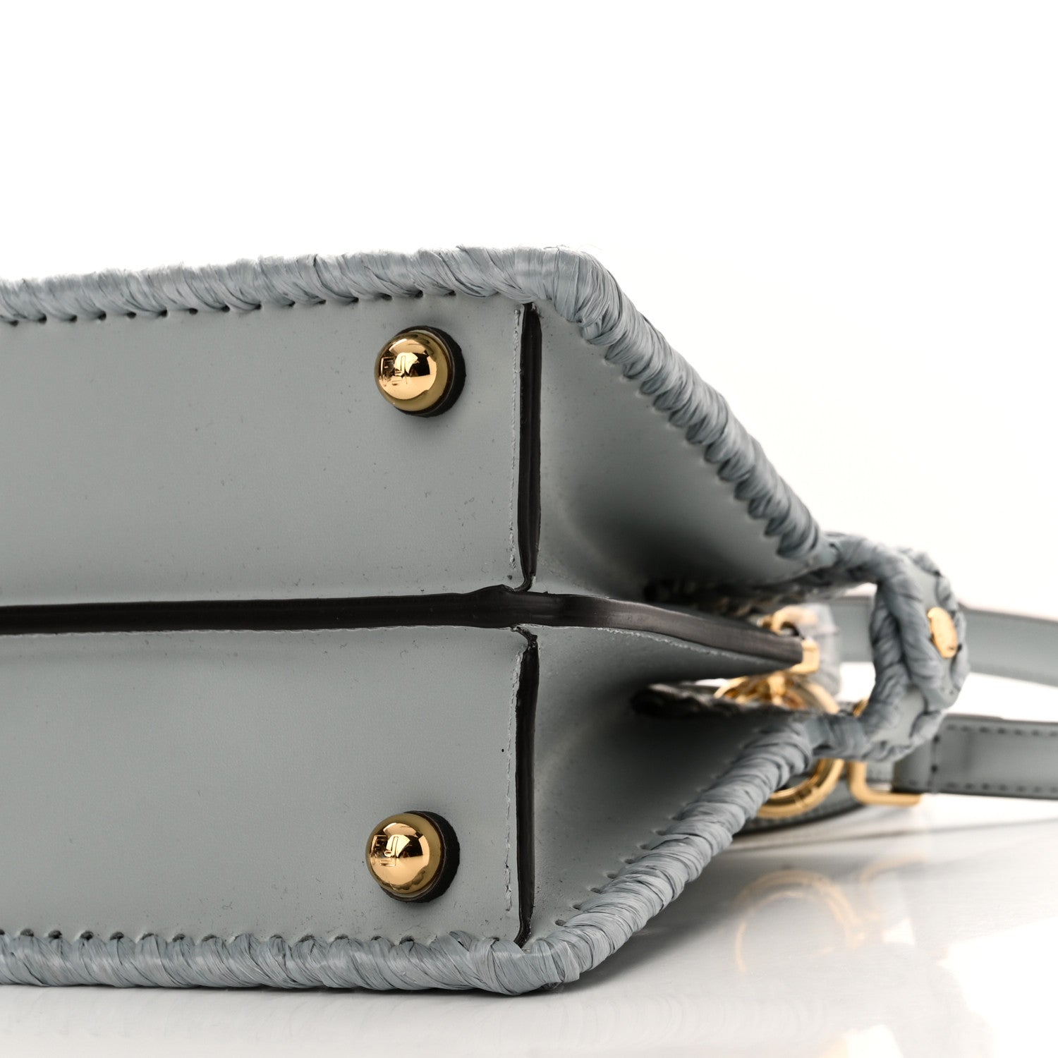 Fendi Paglia Vitello King Nappa Woven Petite Peekaboo I SEE U Satchel Anice 9 of 9