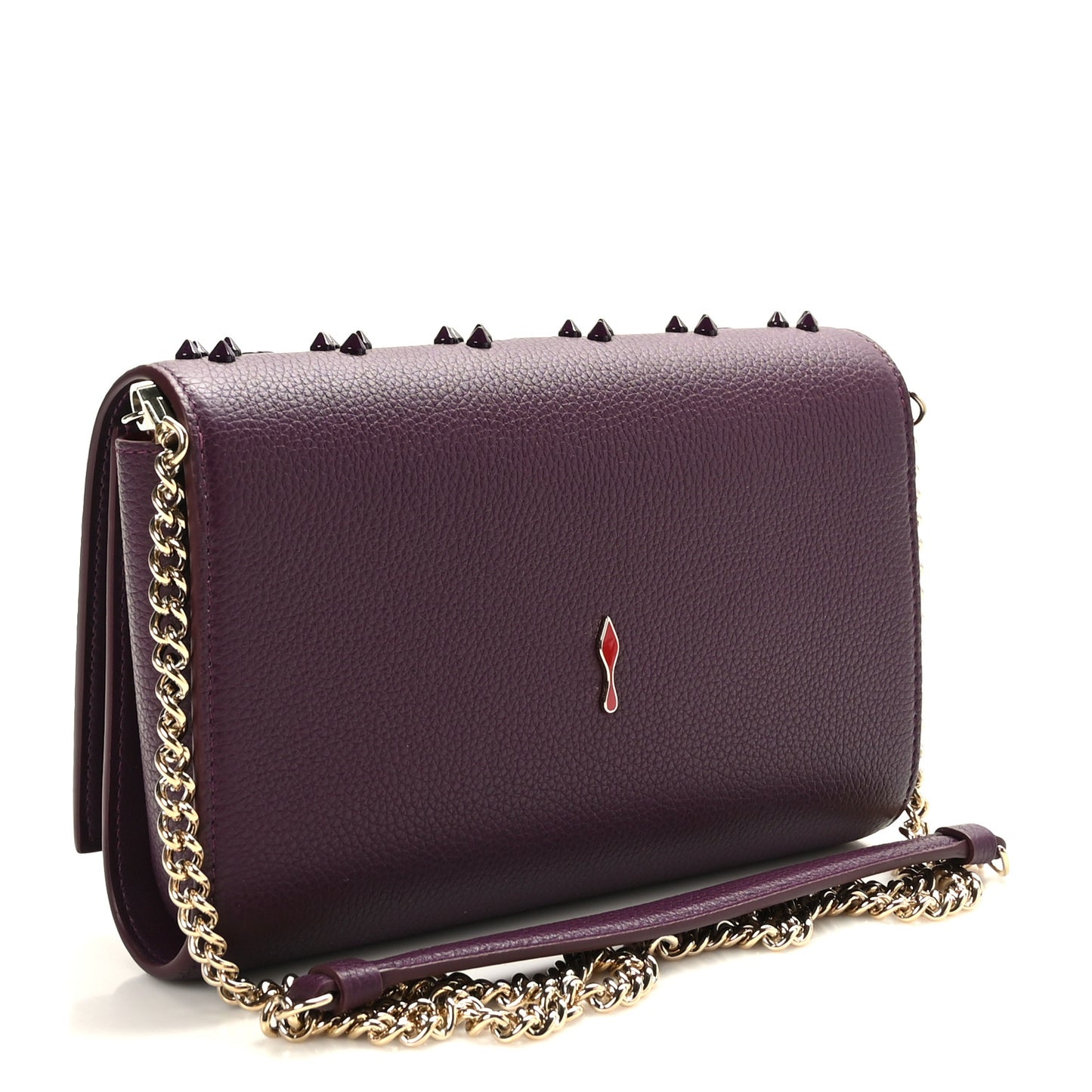 Calfskin Spikes Loubinthesky Paloma Clutch Merlot