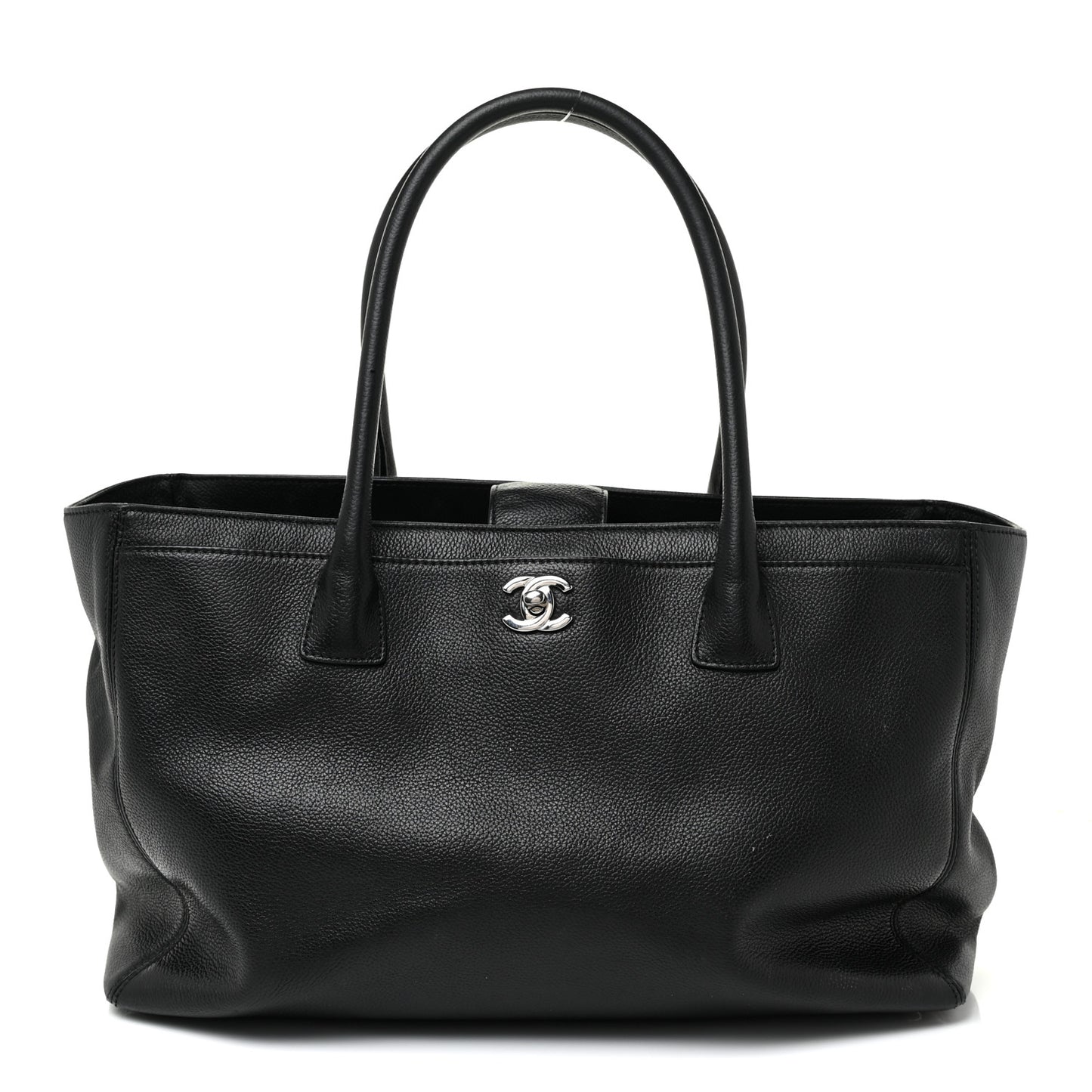 Calfskin Cerf Executive Shopper Tote Black