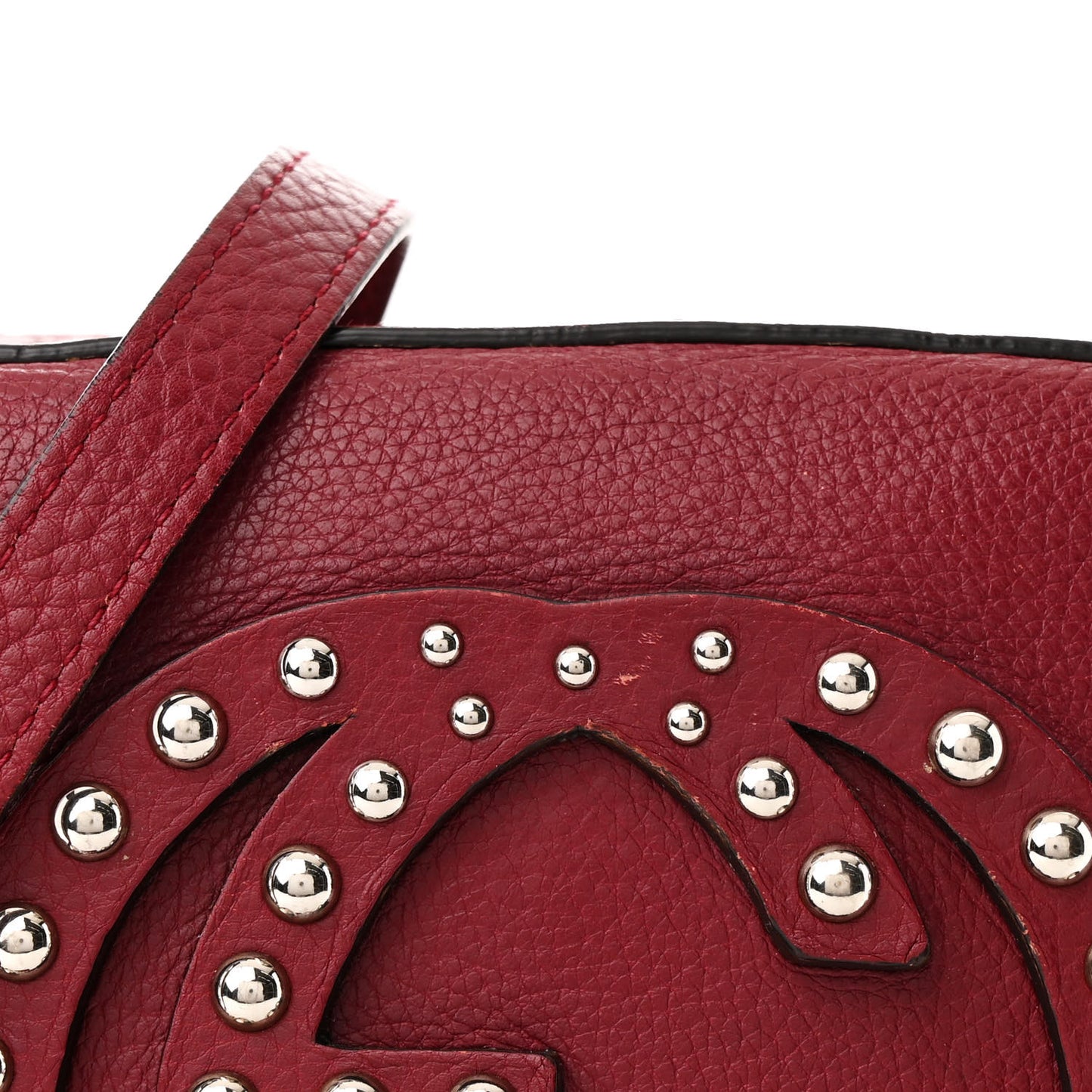 Pebbled Calfskin Studded Small Soho Disco Bag Soft Burgundy