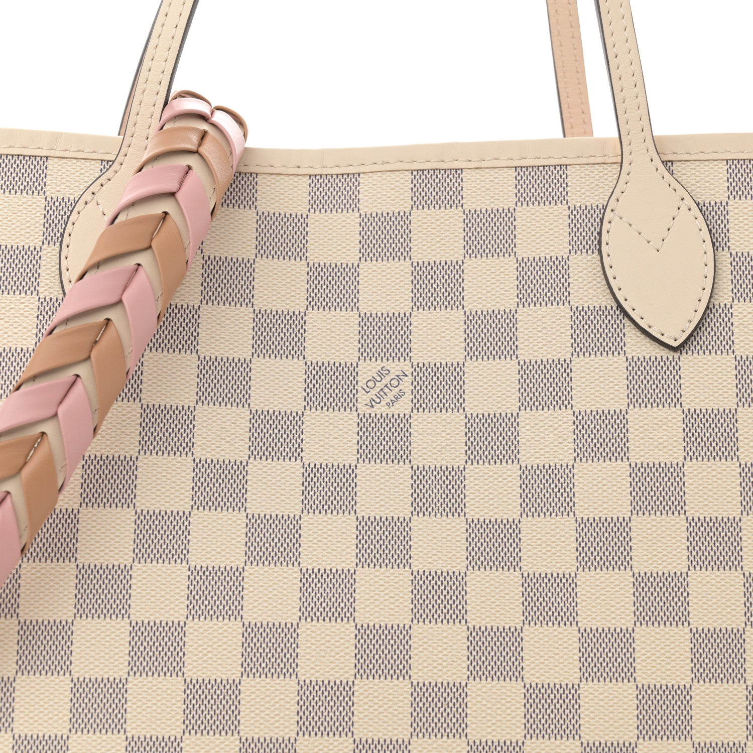 Louis Vuitton Damier Azur Braided Neverfull MM Pink 7 of 9