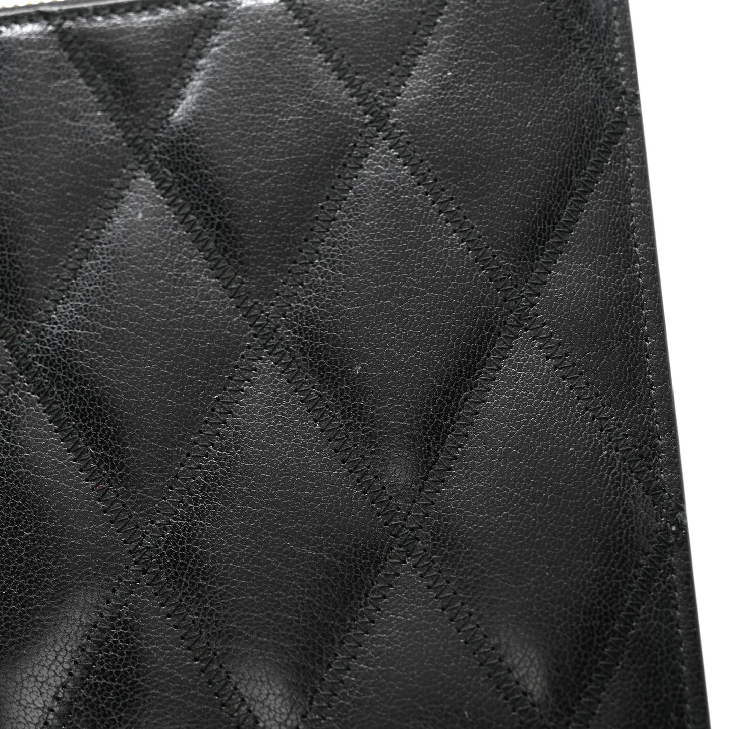 Goatskin Diamond Quilted GV3 Medium Pouch Black