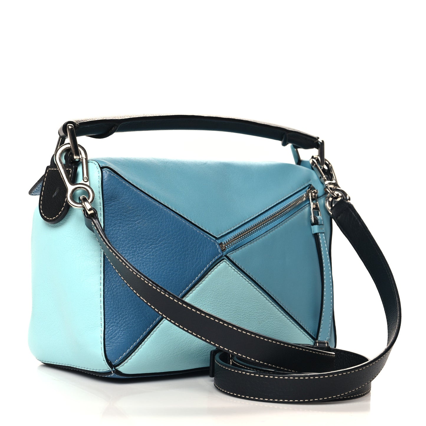 Calfskin Small Puzzle Bag Light Blue Aqua