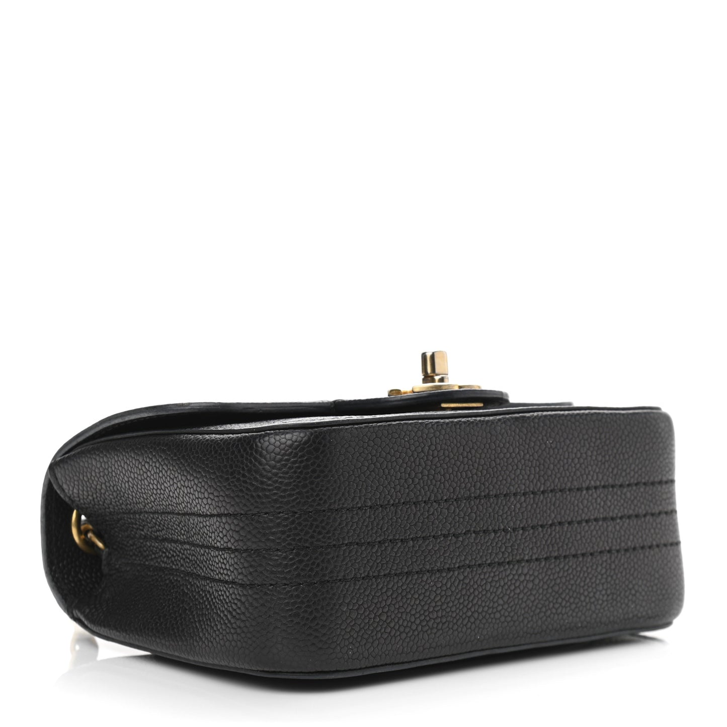 Grained Calfskin Mini Square Classic Pure Flap Black
