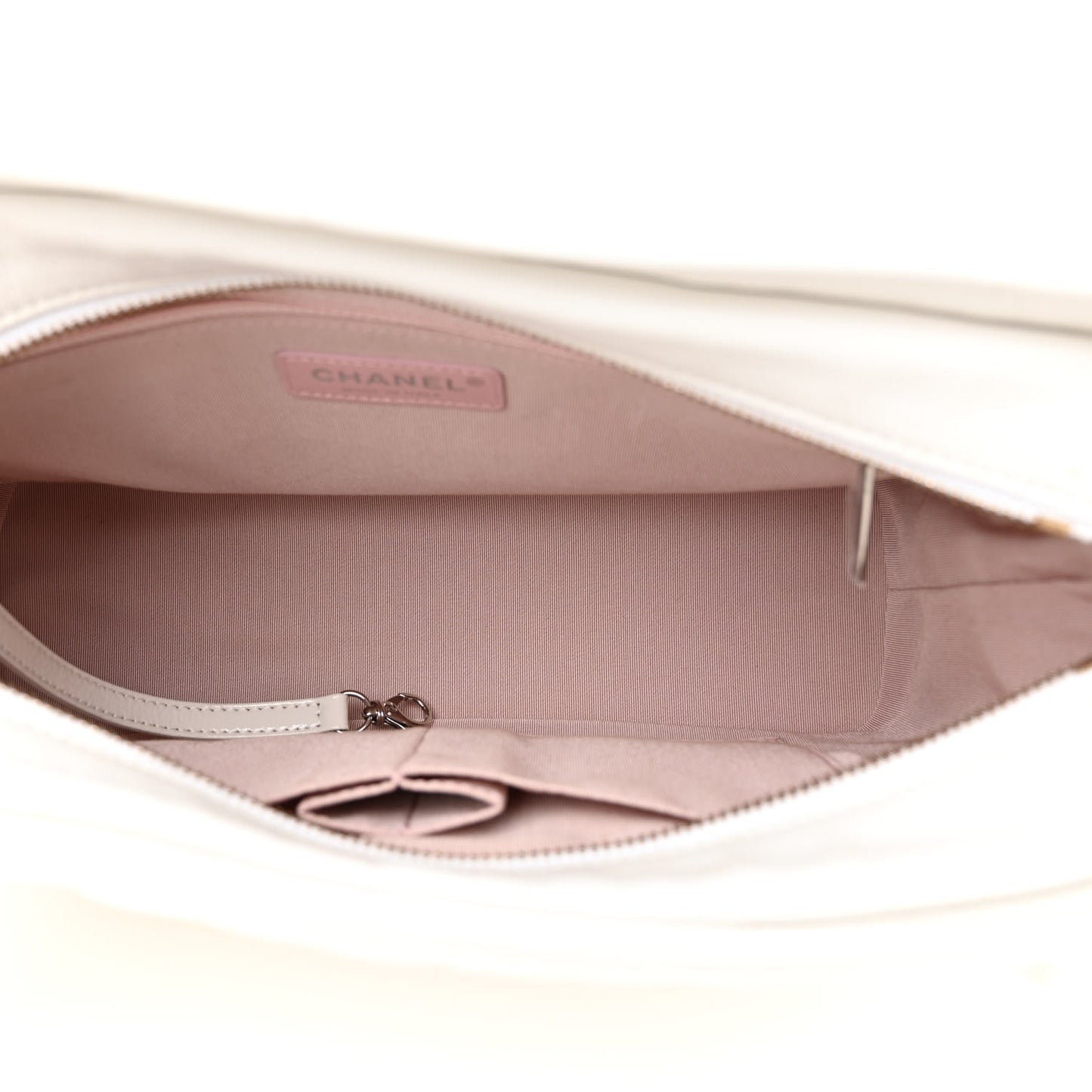 Patent Goatskin Quilted Medium Gabrielle Hobo White