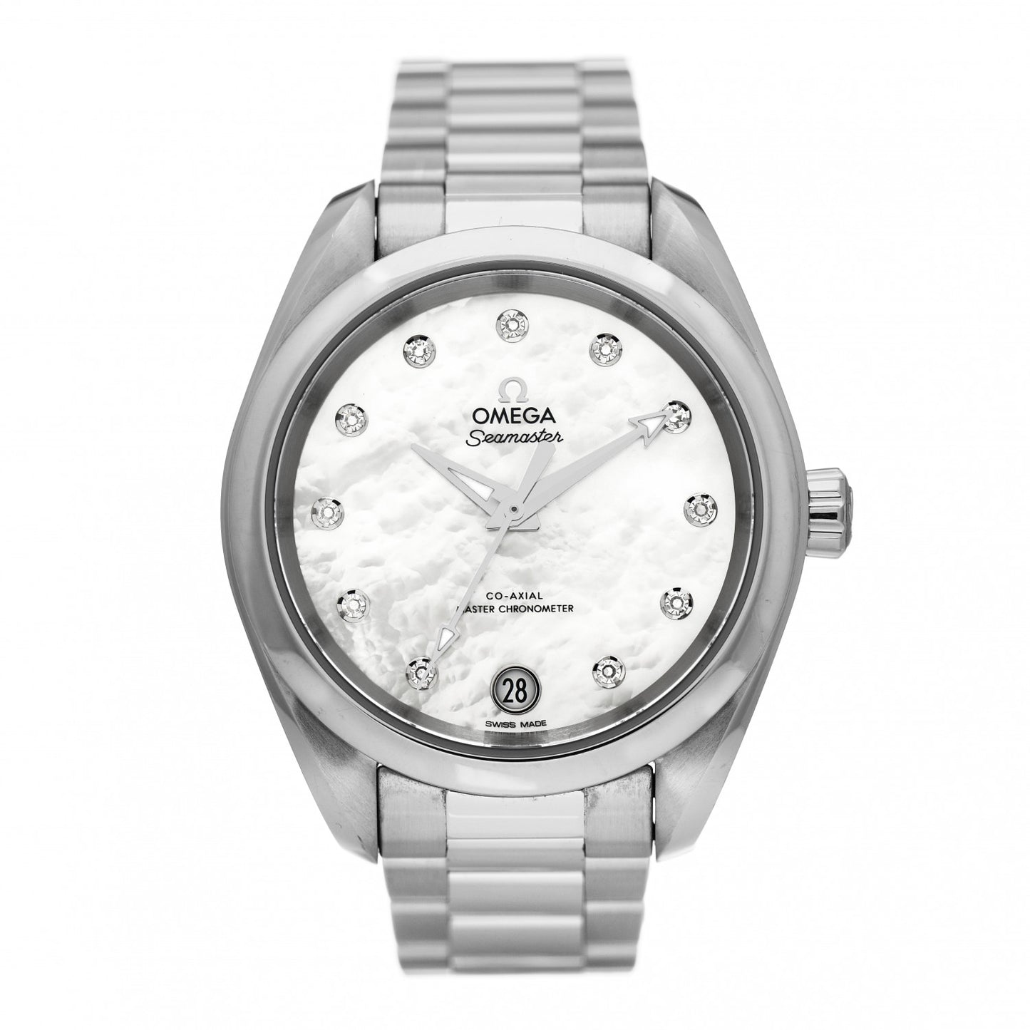Stainless Steel Diamond Mother of Pearl 34mm Seamaster Aqua Terra Co-Axial Master Chronometer Automatic Watch 220.10.34.20.55.001