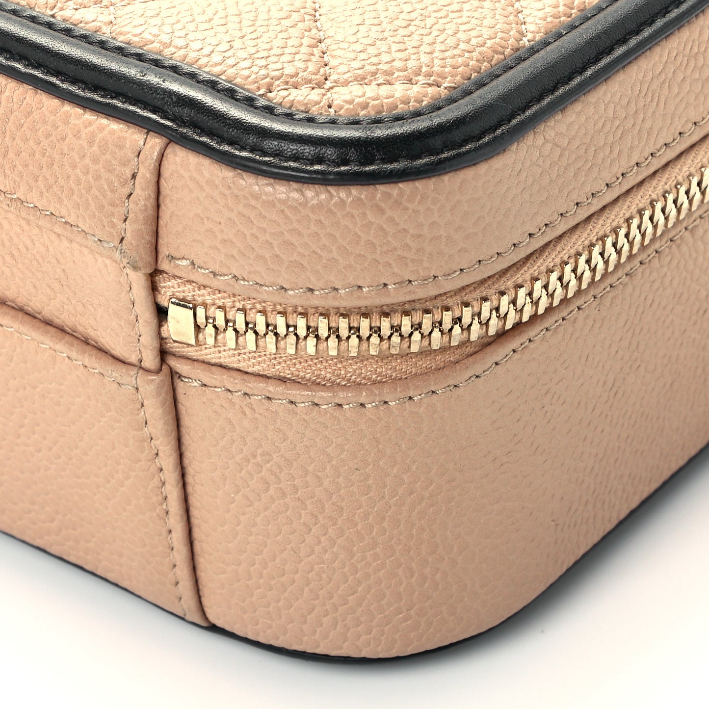 Caviar Quilted Medium CC Filigree Vanity Case Beige Black