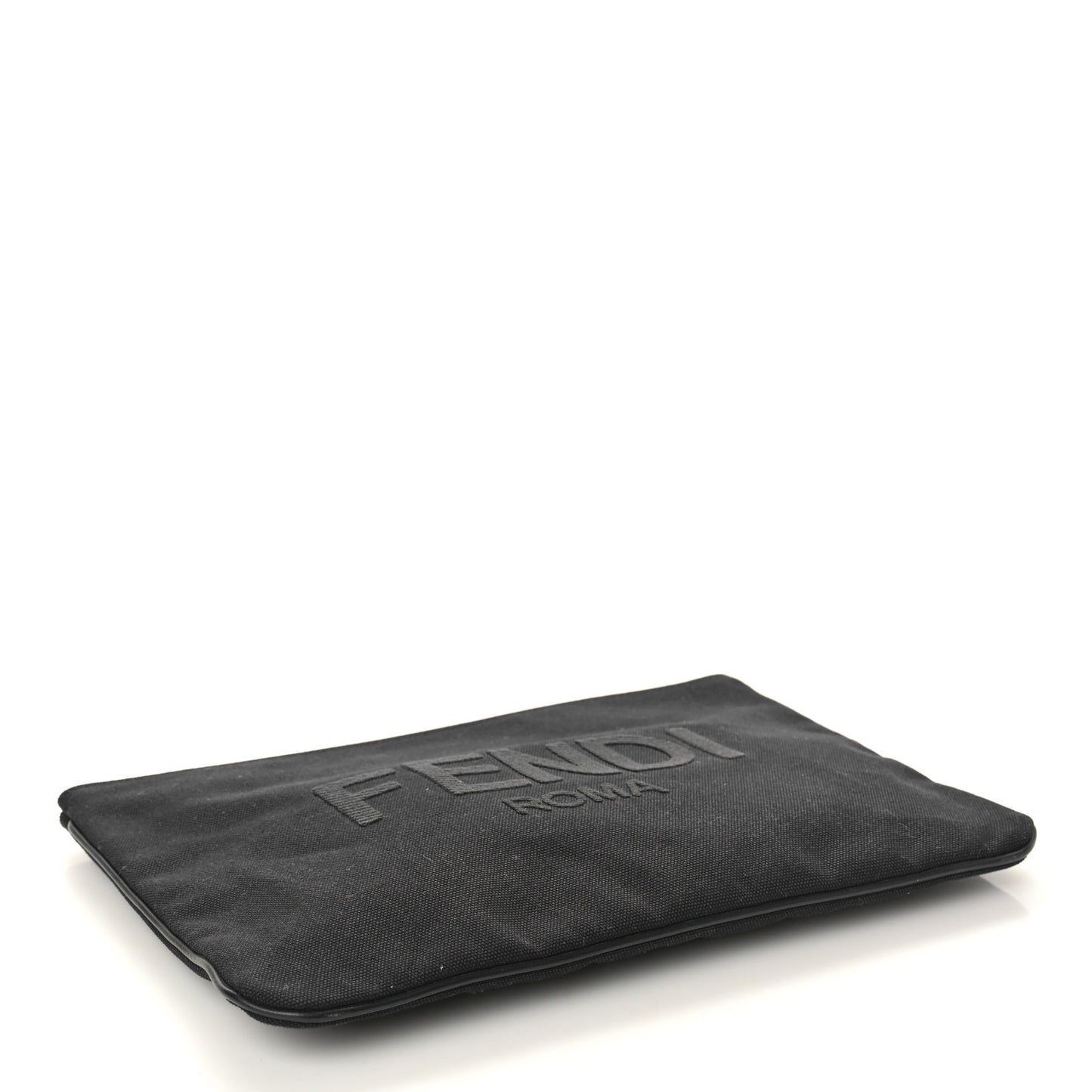 Cotton Canvas Vitello Grace Light Logo Pouch Black
