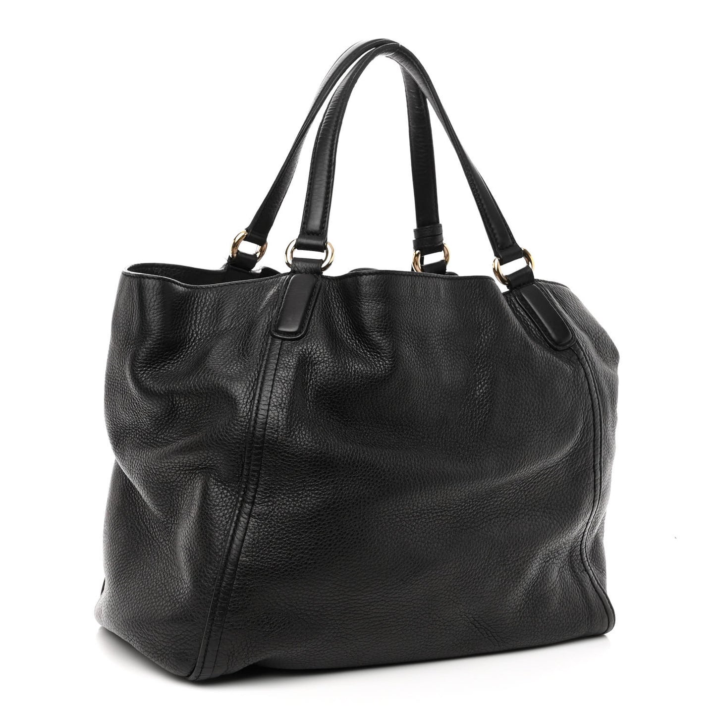 Pebbled Calfskin Medium Soho Shoulder Bag Black