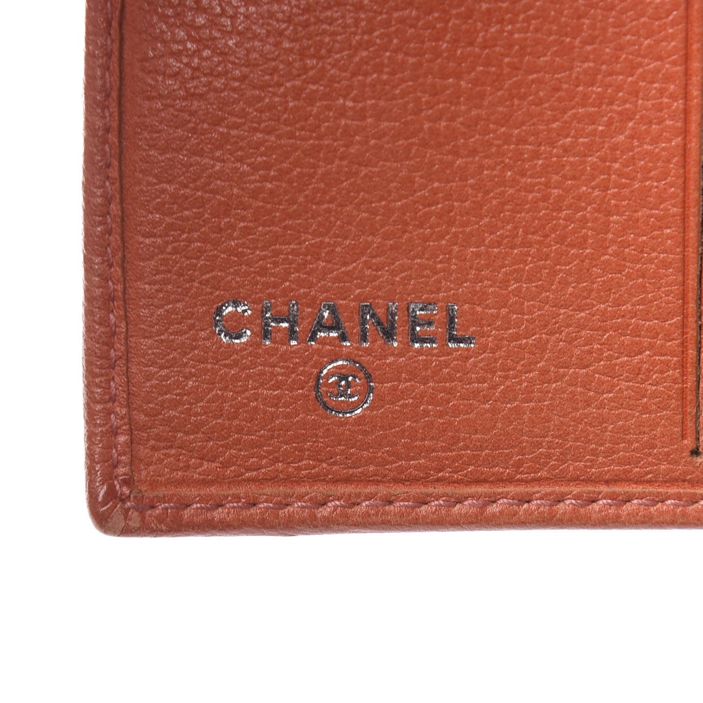 Goatskin Camellia Embossed Card Holder Orange