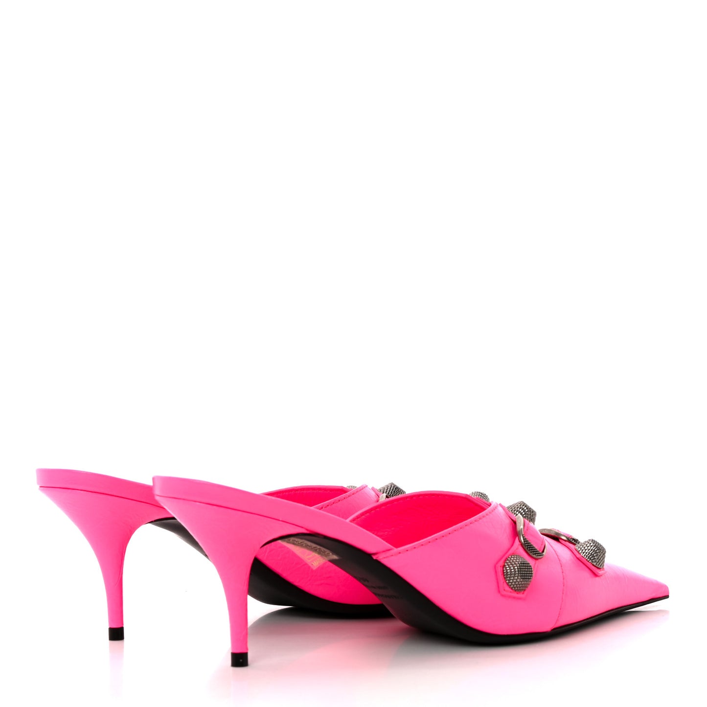 Agneau Arena Cagole 70mm Mules 40.5 Fluo Pink