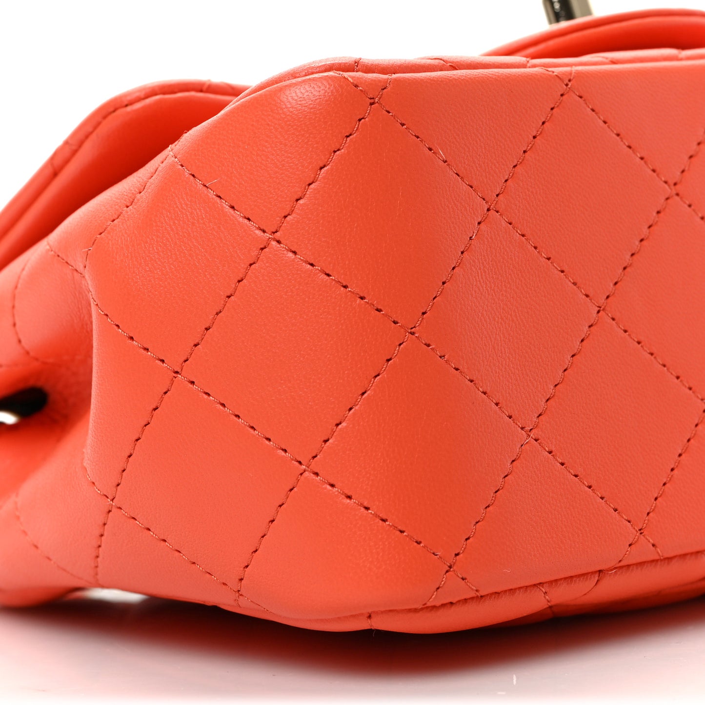 Lambskin Quilted Mini Square Flap Light Orange