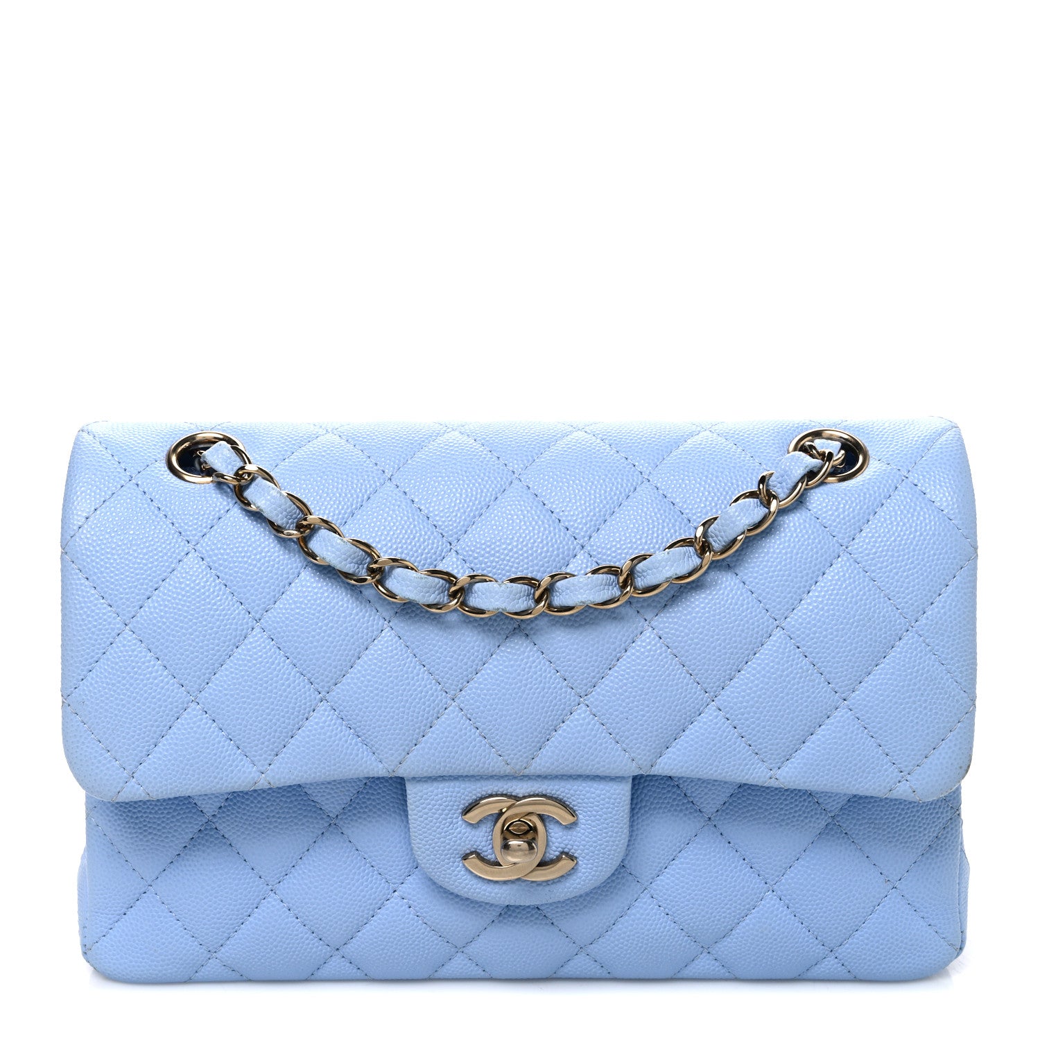 Chanel Caviar Quilted Small Double Flap Light Blue 1905716