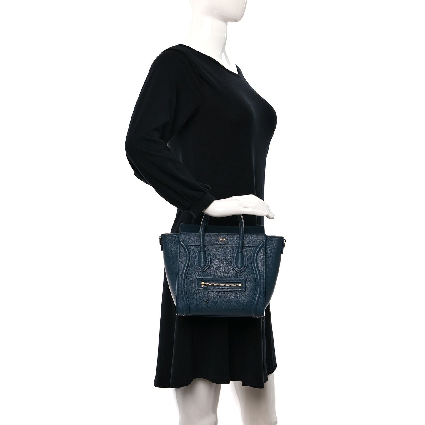 Drummed Calfskin Nano Luggage Petrol