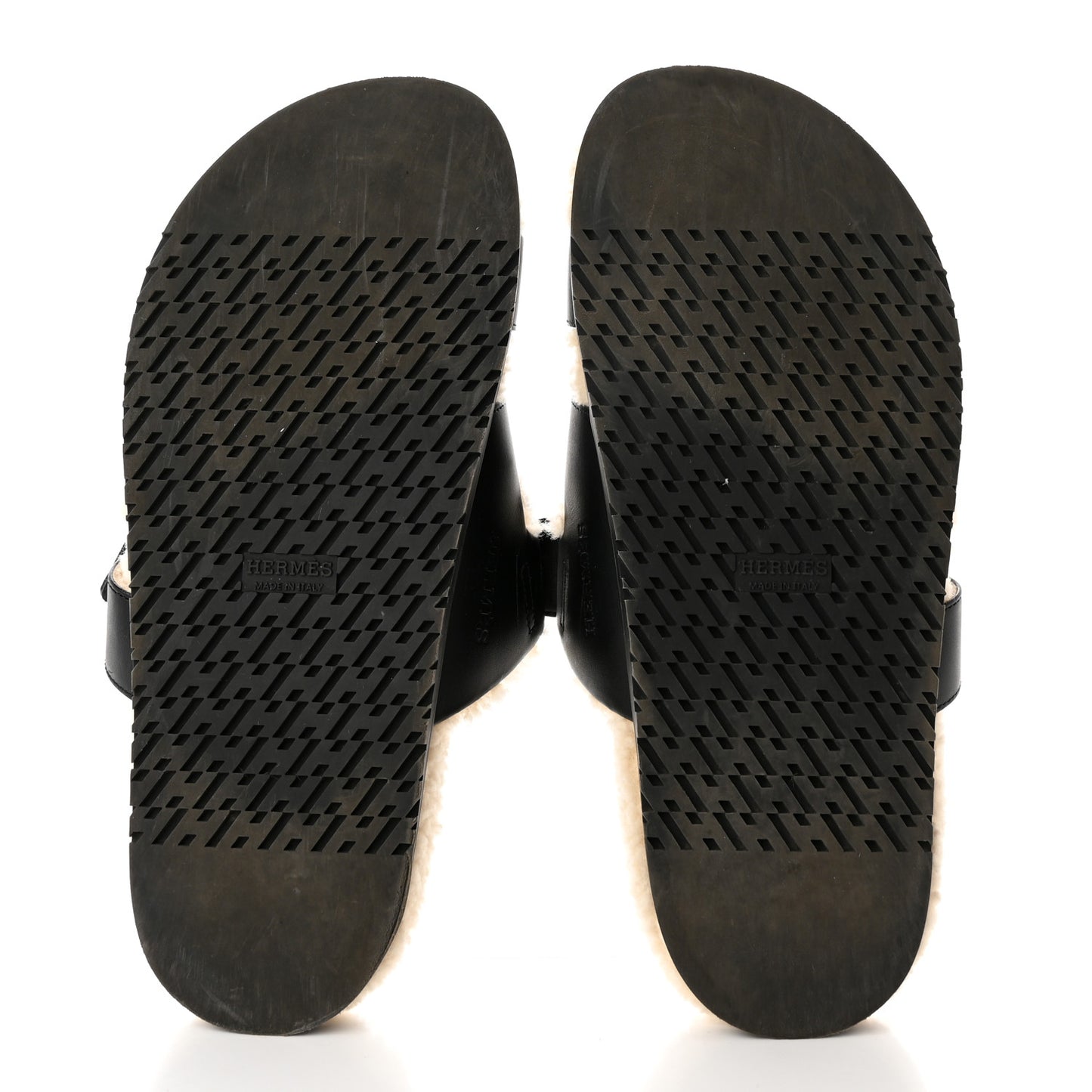 Calfskin Woolskin Womens Chypre Sandals 40.5 Black Ecru