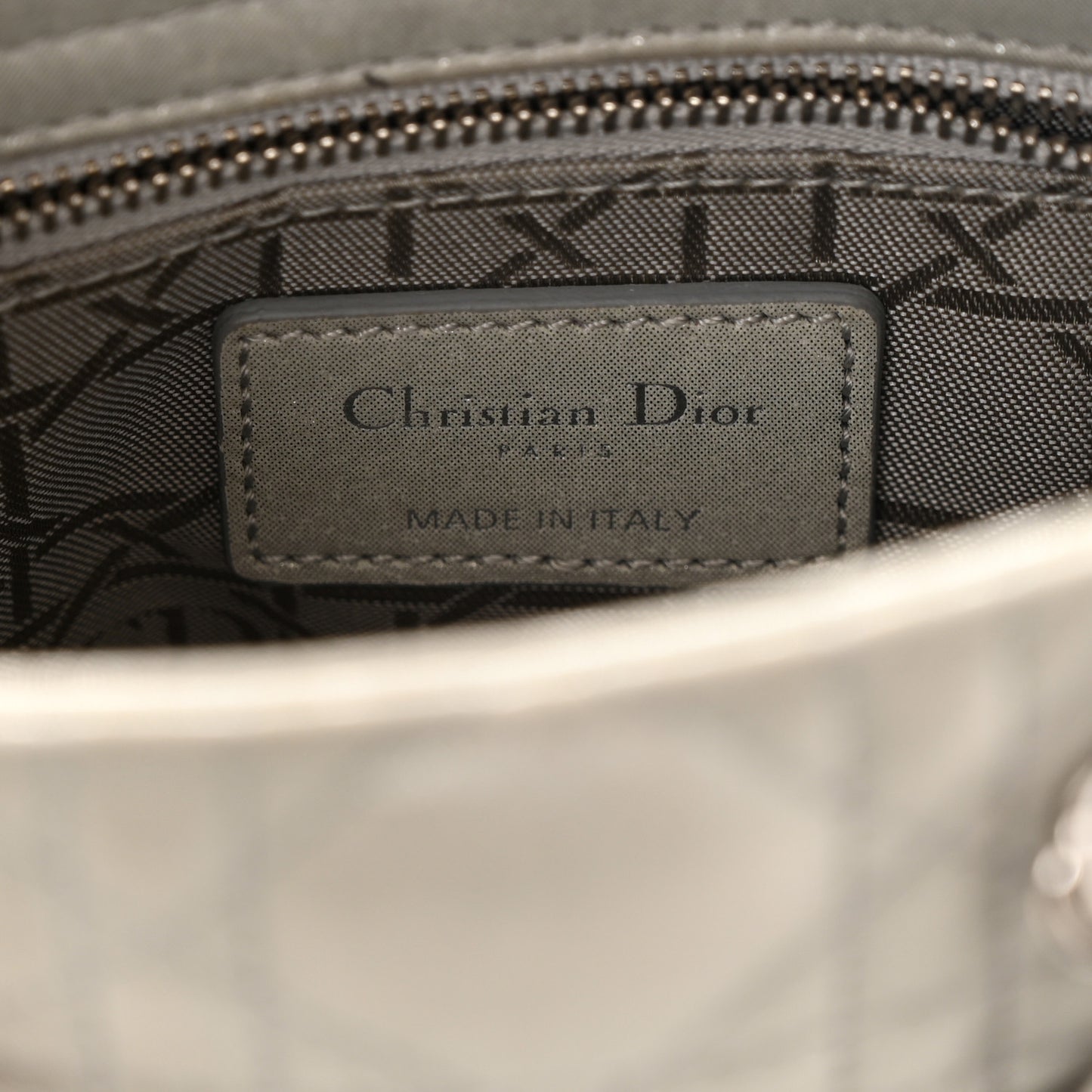 Metallic Nubuck Cannage Mini Lady Dior Silver