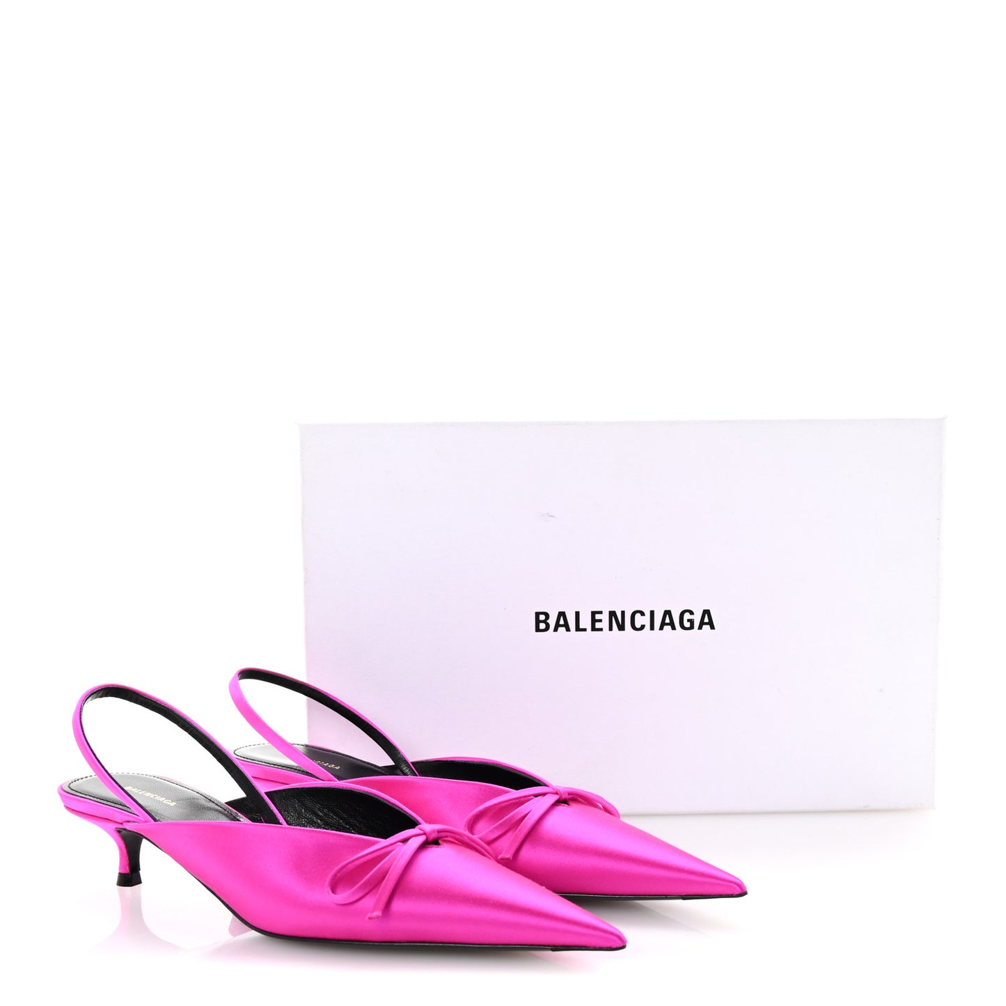 Satin Pointed Toe Knife Slingback 40mm Mules 36 Rose Fuchsia