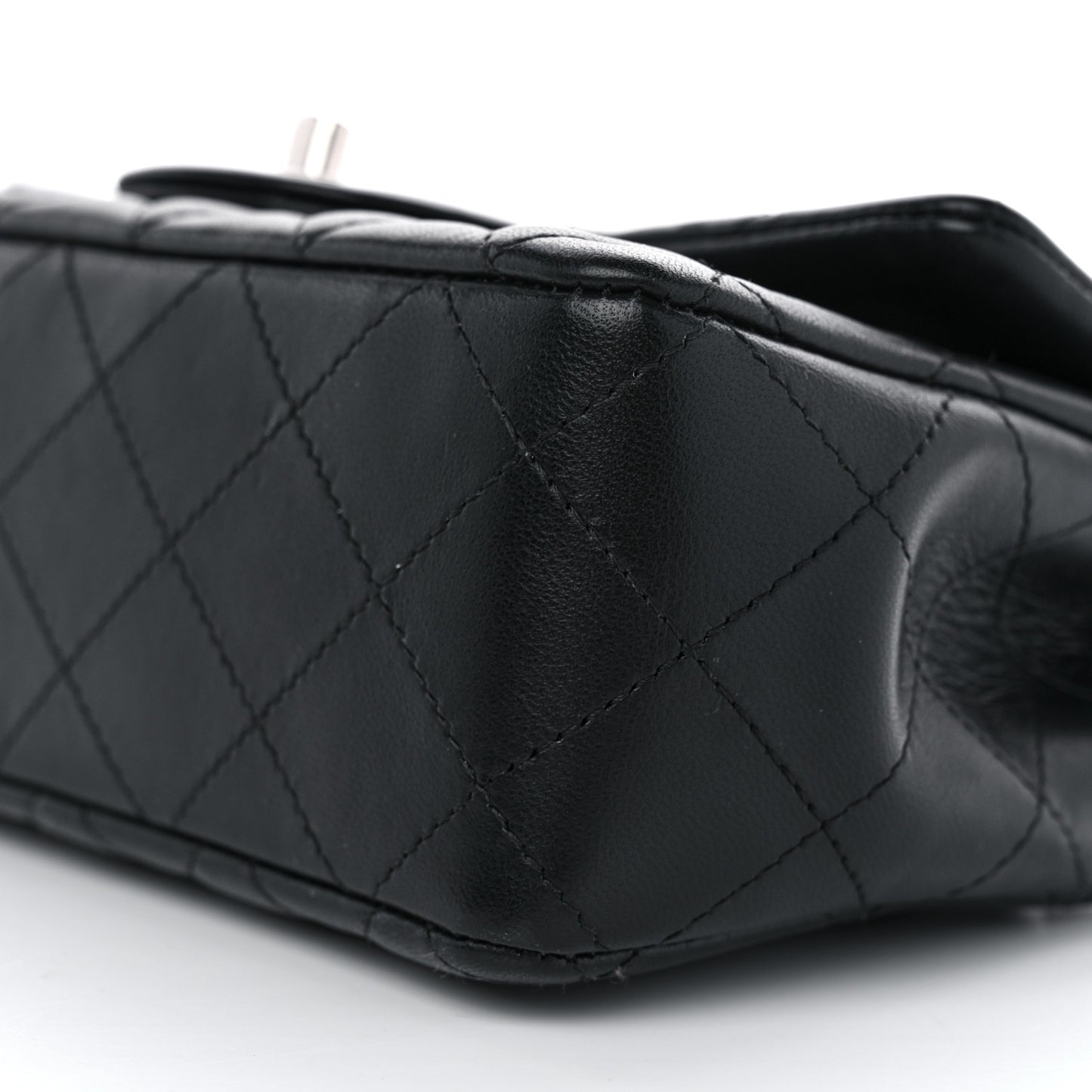 Lambskin Quilted Mini Rectangular Flap Black