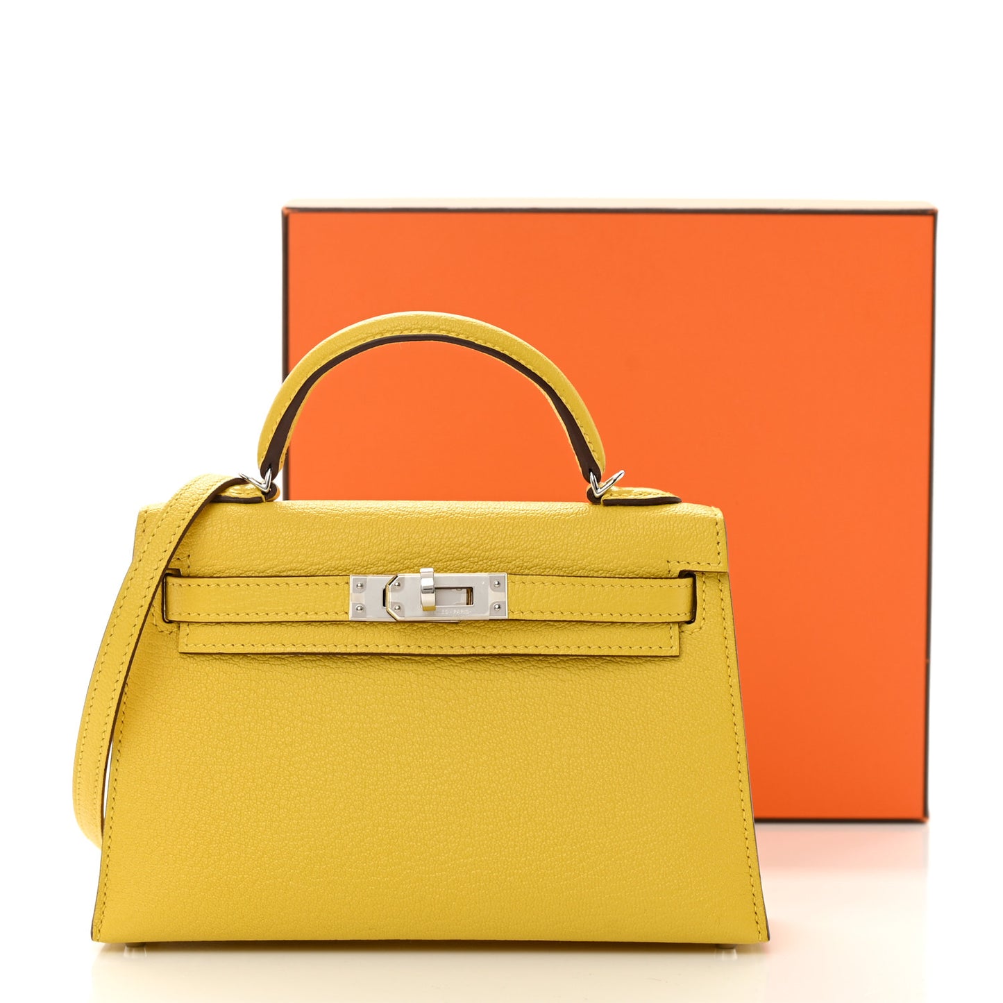 Chevre Mysore Verso Mini Kelly Sellier 20 Jaune De Naples Nata