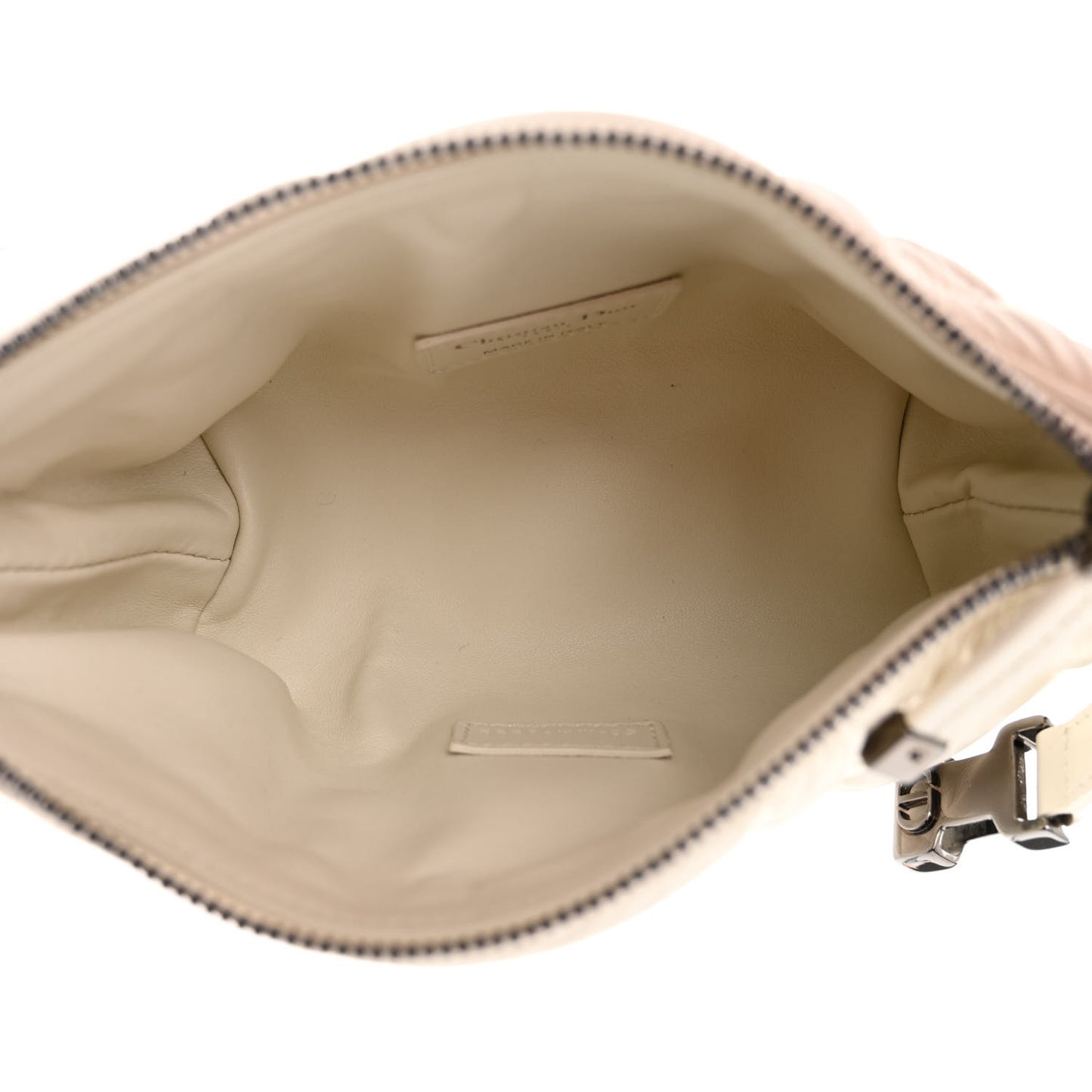 Calfskin Macrocannage Small Diortravel Nomad Pouch Ivory
