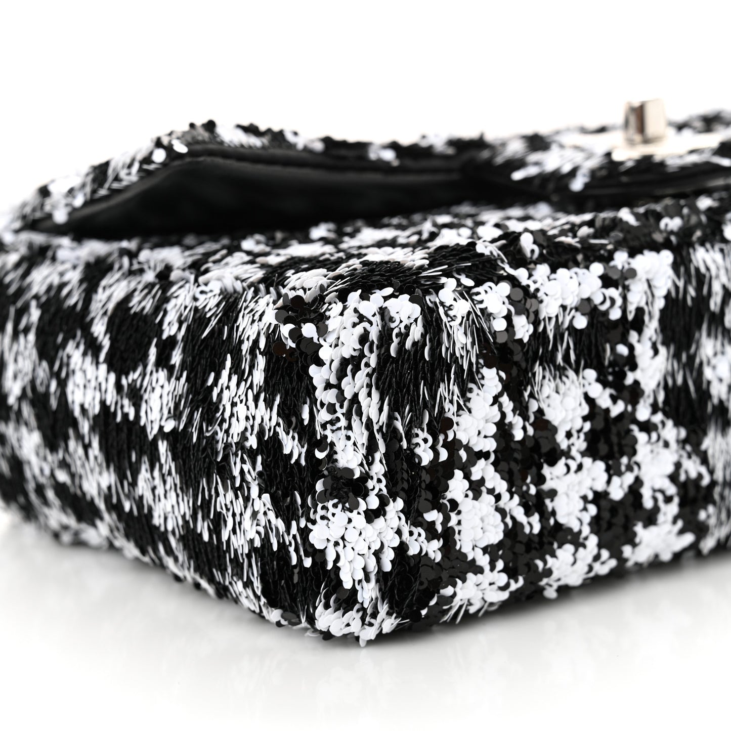 Sequin Houndstooth Small Flap Black White