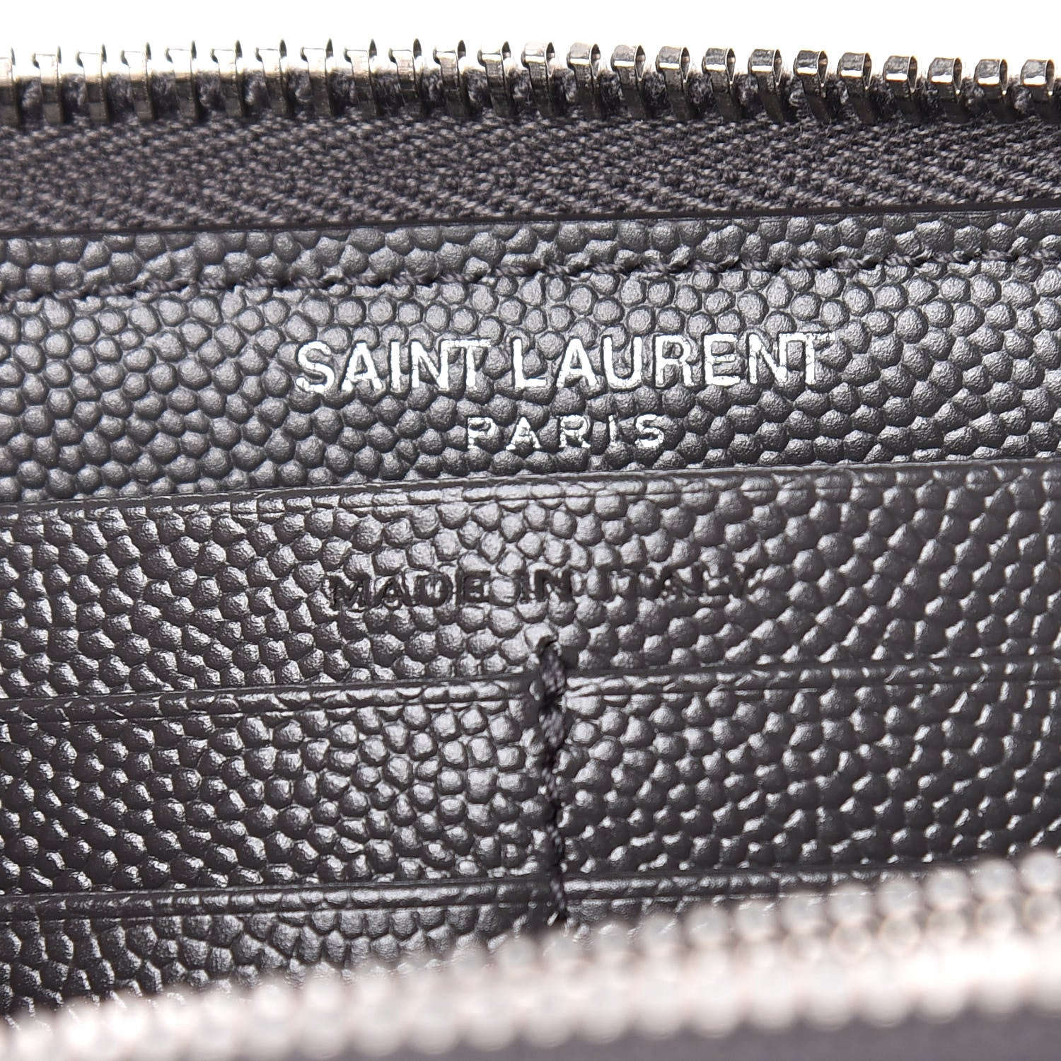 Saint Laurent Grain De Poudre Matelasse Chevron Monogram Zip Around Wallet Coal 7 of 9