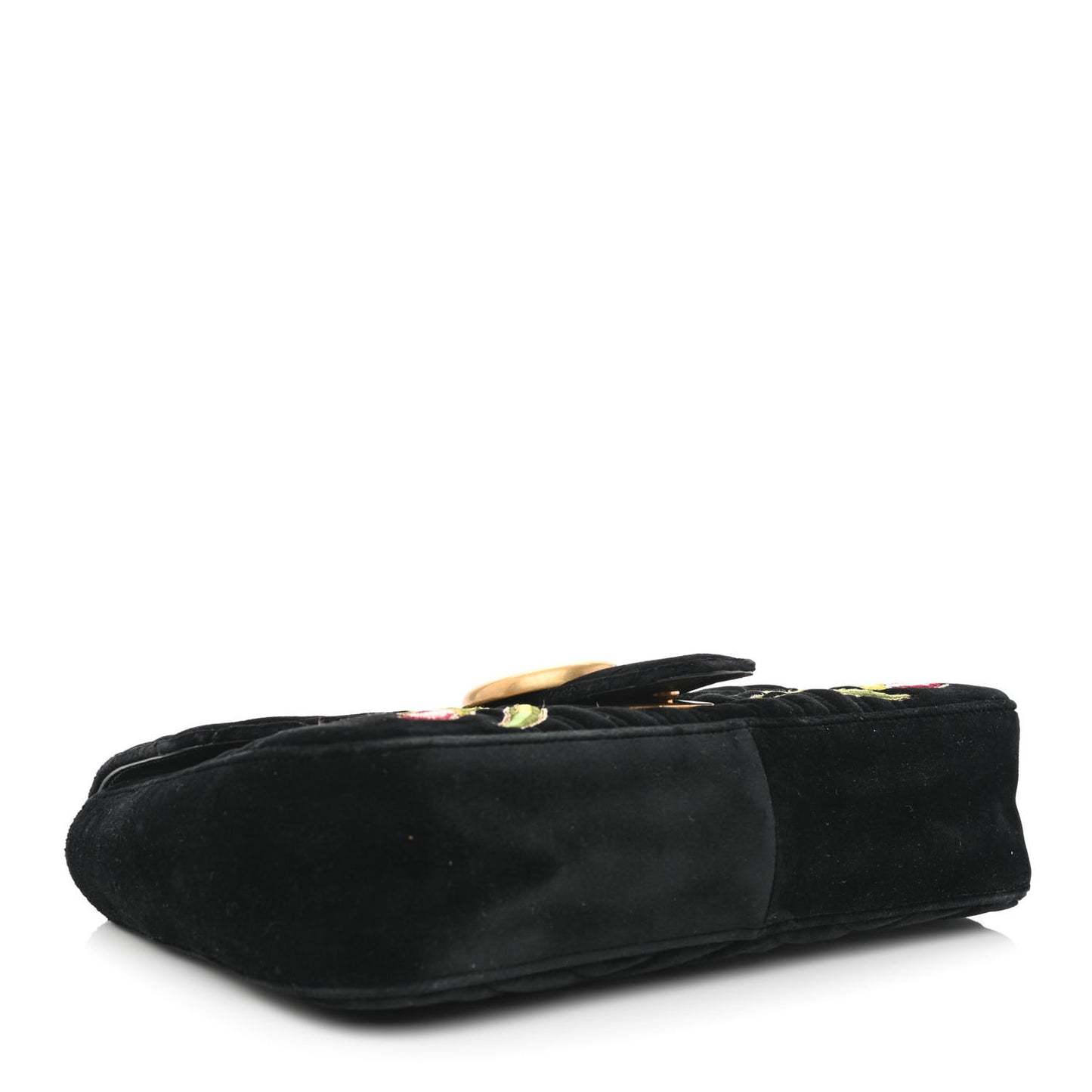 Velvet Matelasse Loved Embroidered Medium GG Marmont Shoulder Bag Black