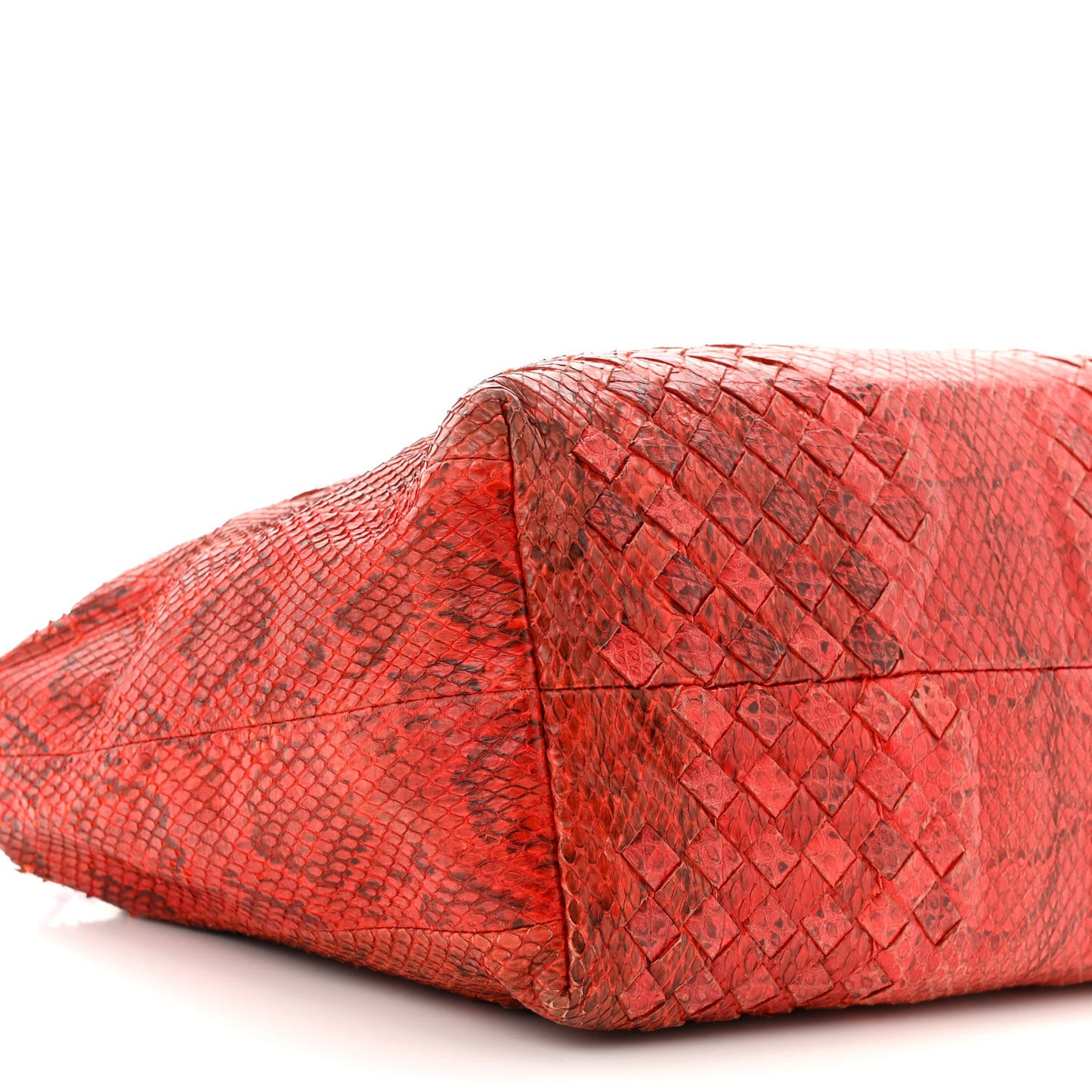 Snakeskin Intrecciato Small Shoulder Bag Red Multicolor