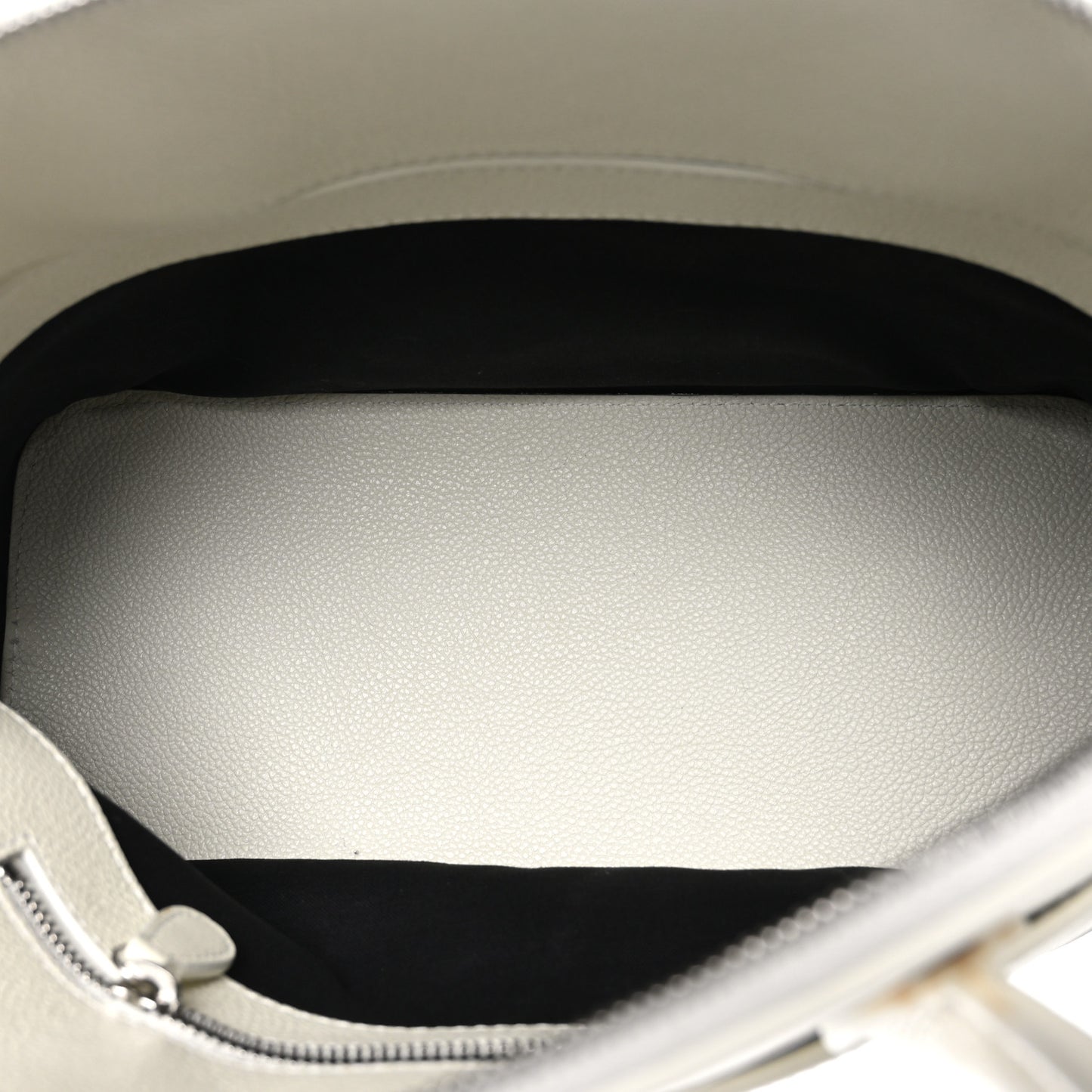 Signature Grained Calfskin Logo S Ville Top Handle Bag White Black