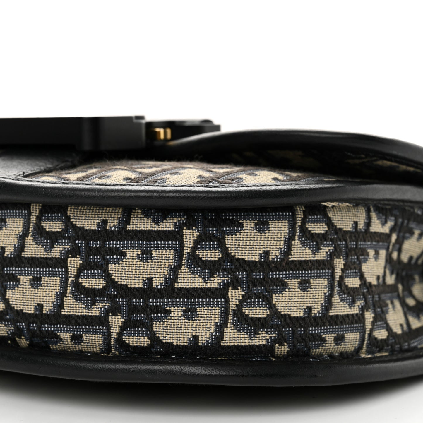 Oblique Grained Calfskin Mini Gallop Bag With Strap Black Beige