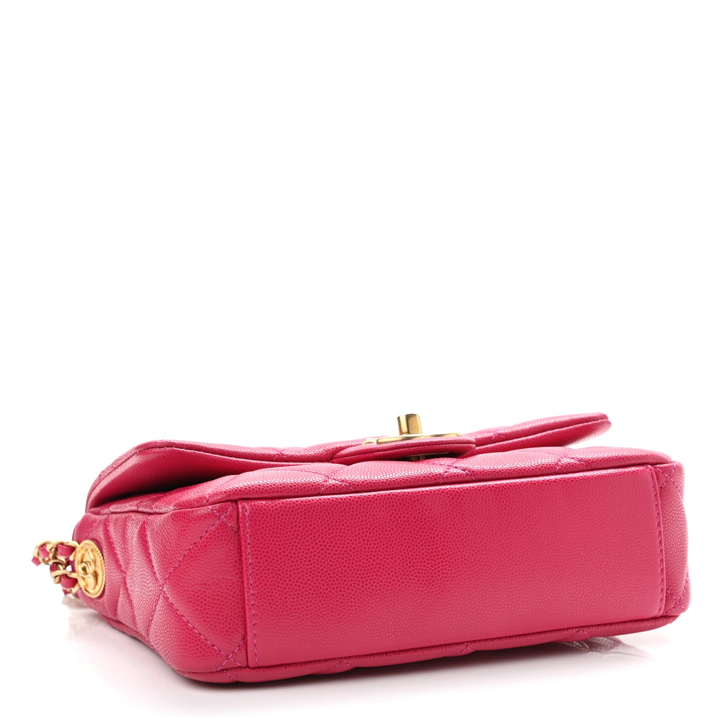 Caviar Quilted Small Twist Your Buttons Flap Fuchsia