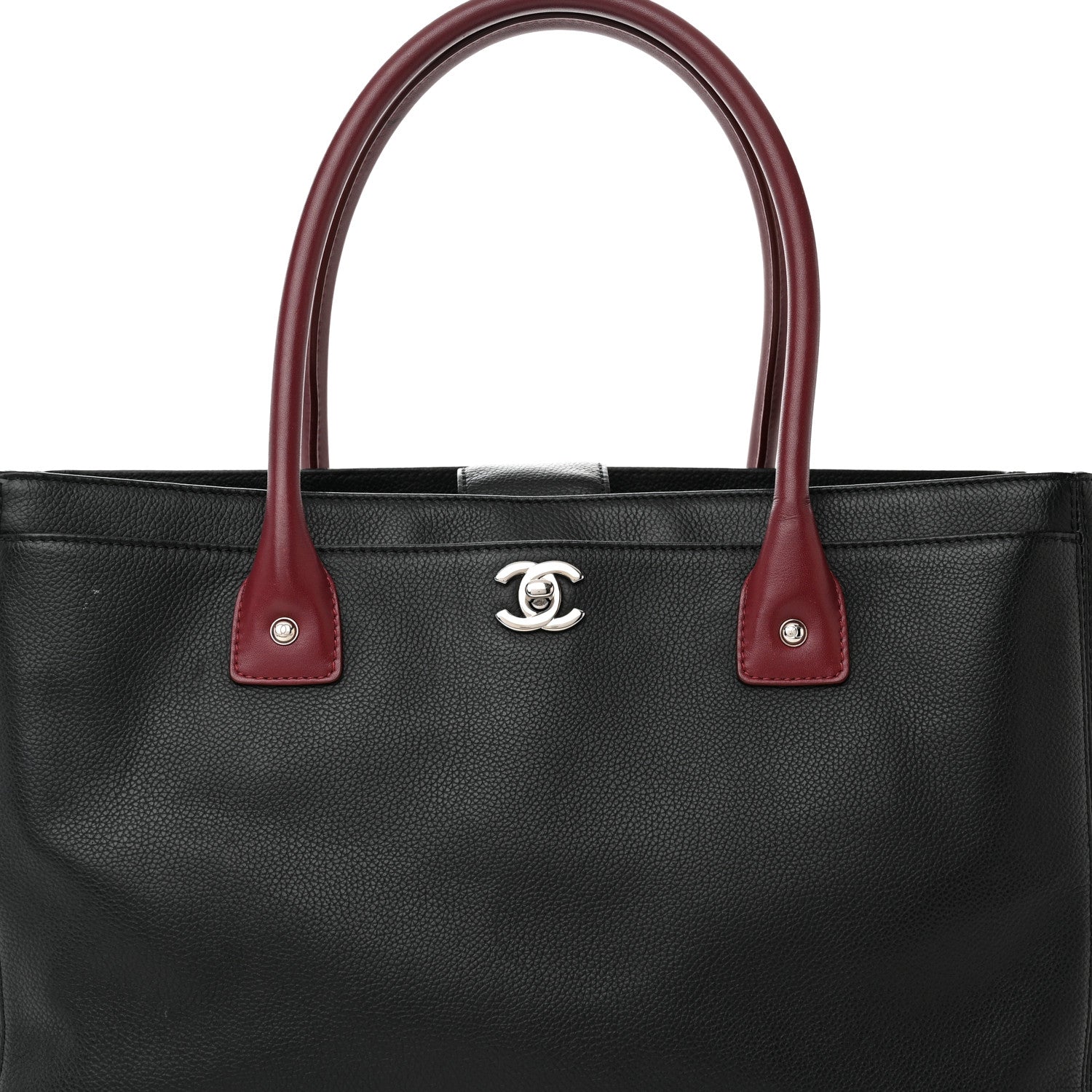 Chanel Calfskin Cerf Executive Shopper Tote Burgundy Black 8 of 15