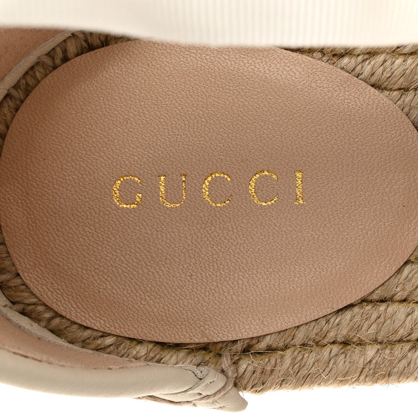 GG Raffia Monogram Ankle Wrap Platform Espadrille Wedge Sandals 40 Beige